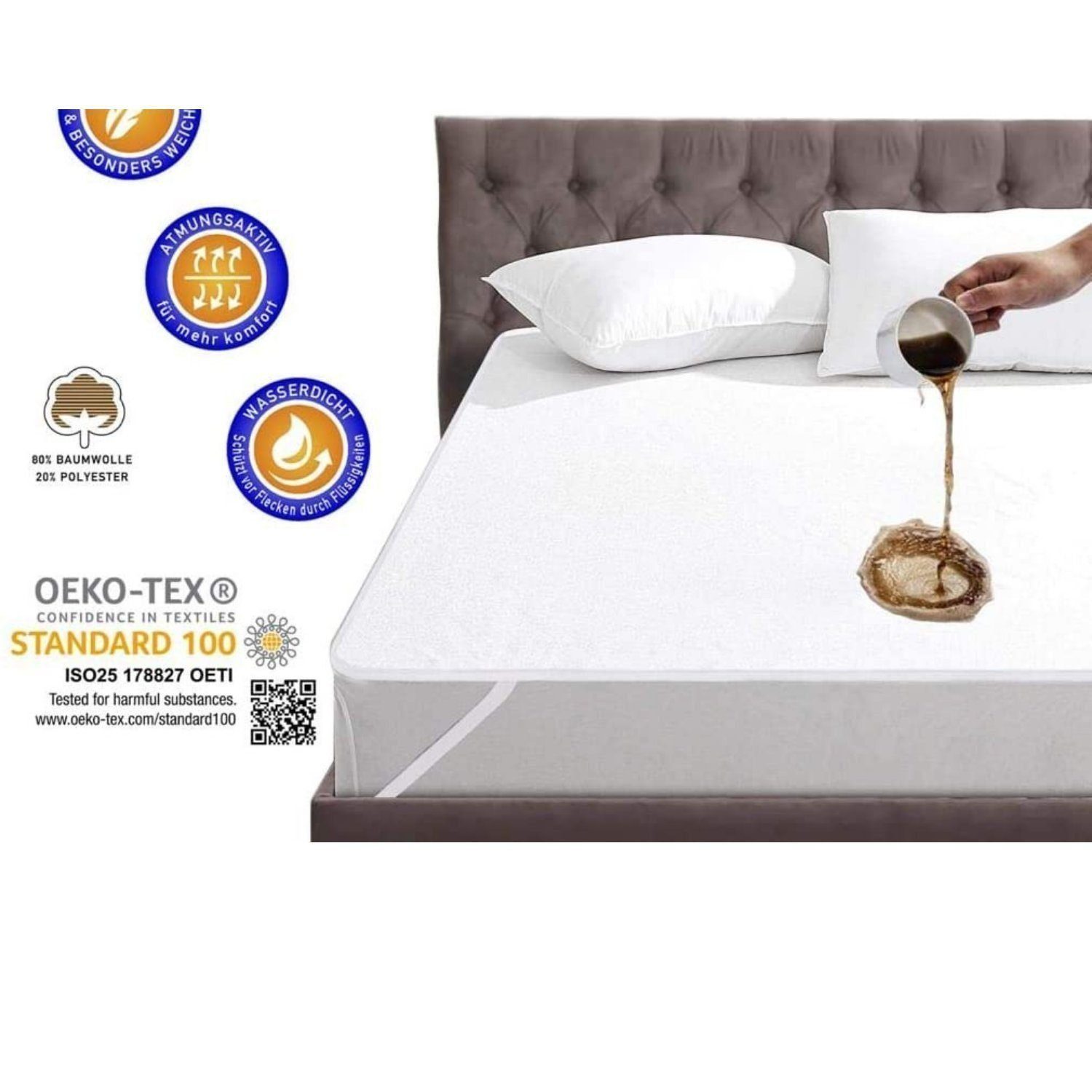 Matratzenschoner Matratzenauflage 90 x 200 - wasserdichte Matratzenschutz Baumwolle AMR HOME