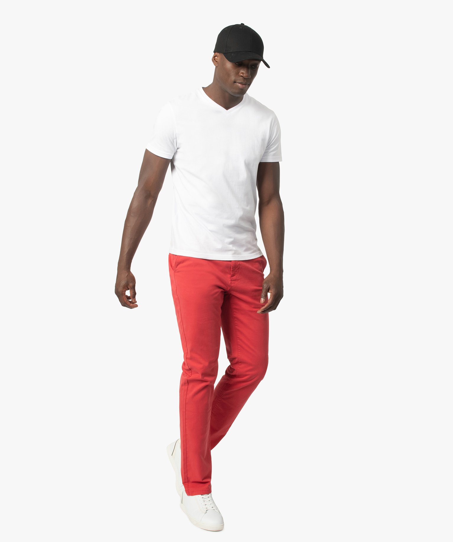 Pantalon chino en coton stretch homme rouge | GEMO