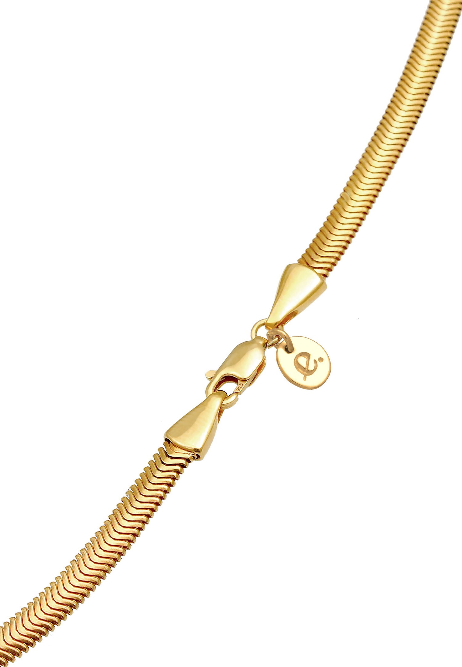 Elli PREMIUM Elegantná plochá retiazka s hadím vzorom Chevron pre dámy, trendy blogerský štýl, striebro 925