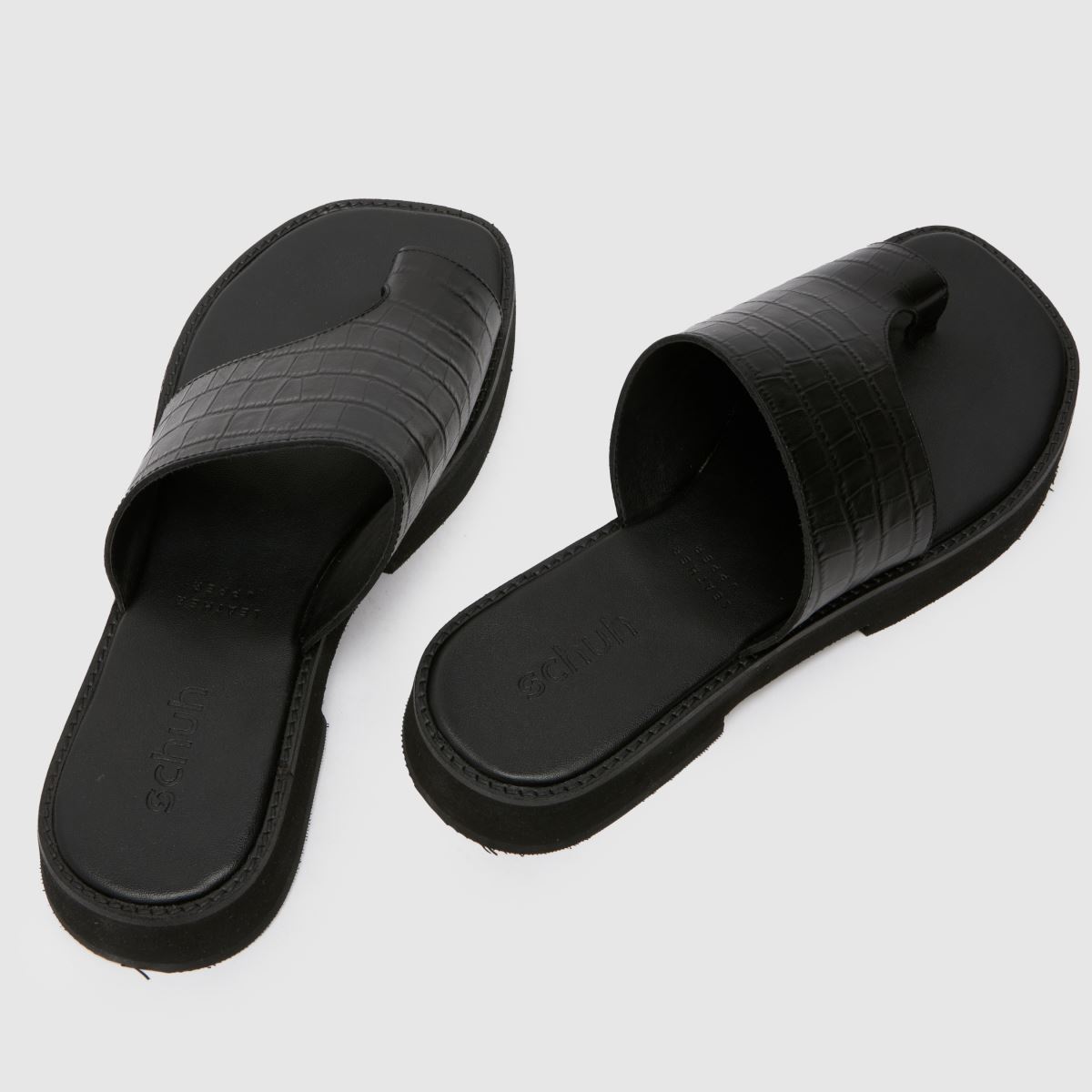 Černé robustní sandály s krokodílí platformou Schuh Tori