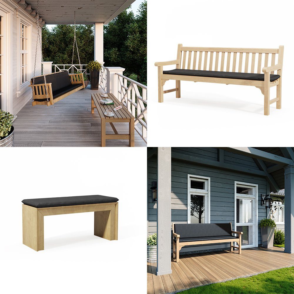 Vicco Bankauflage Bankpolster Gartenbank-Auflage 100x40x5cm Anthrazit, (1 Bankauflage)