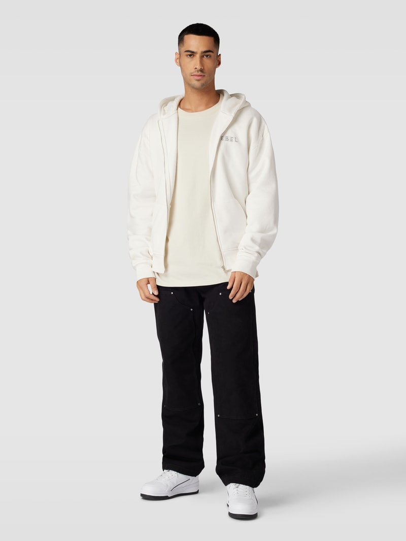 Sweatjacke mit Ziersteinbesatz Modell 'Cody' in weiß