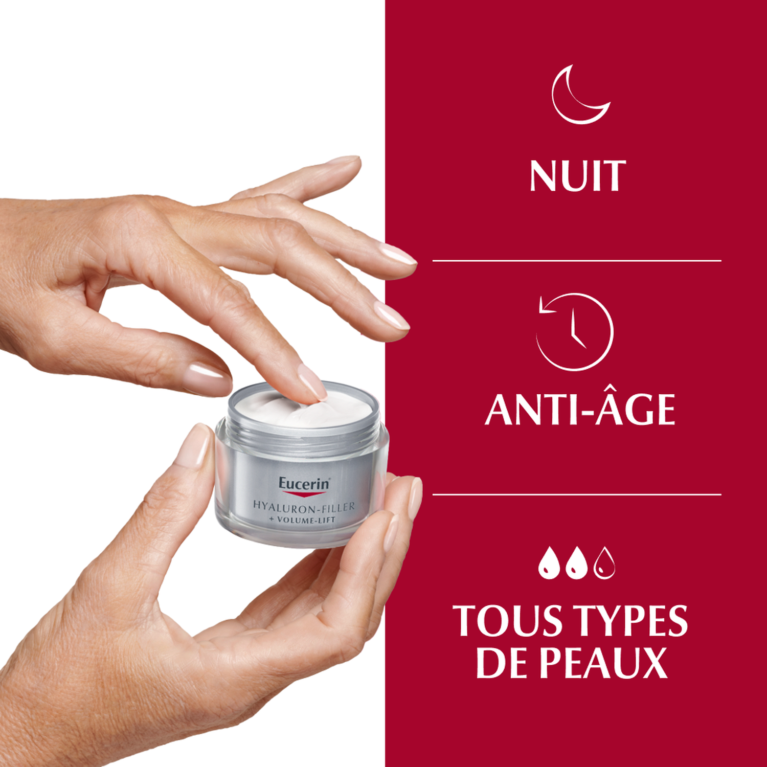 Eucerin Hyaluron-Filler Volume-Lift Soin de Nuit Volumisateur - Tous Types de Peaux