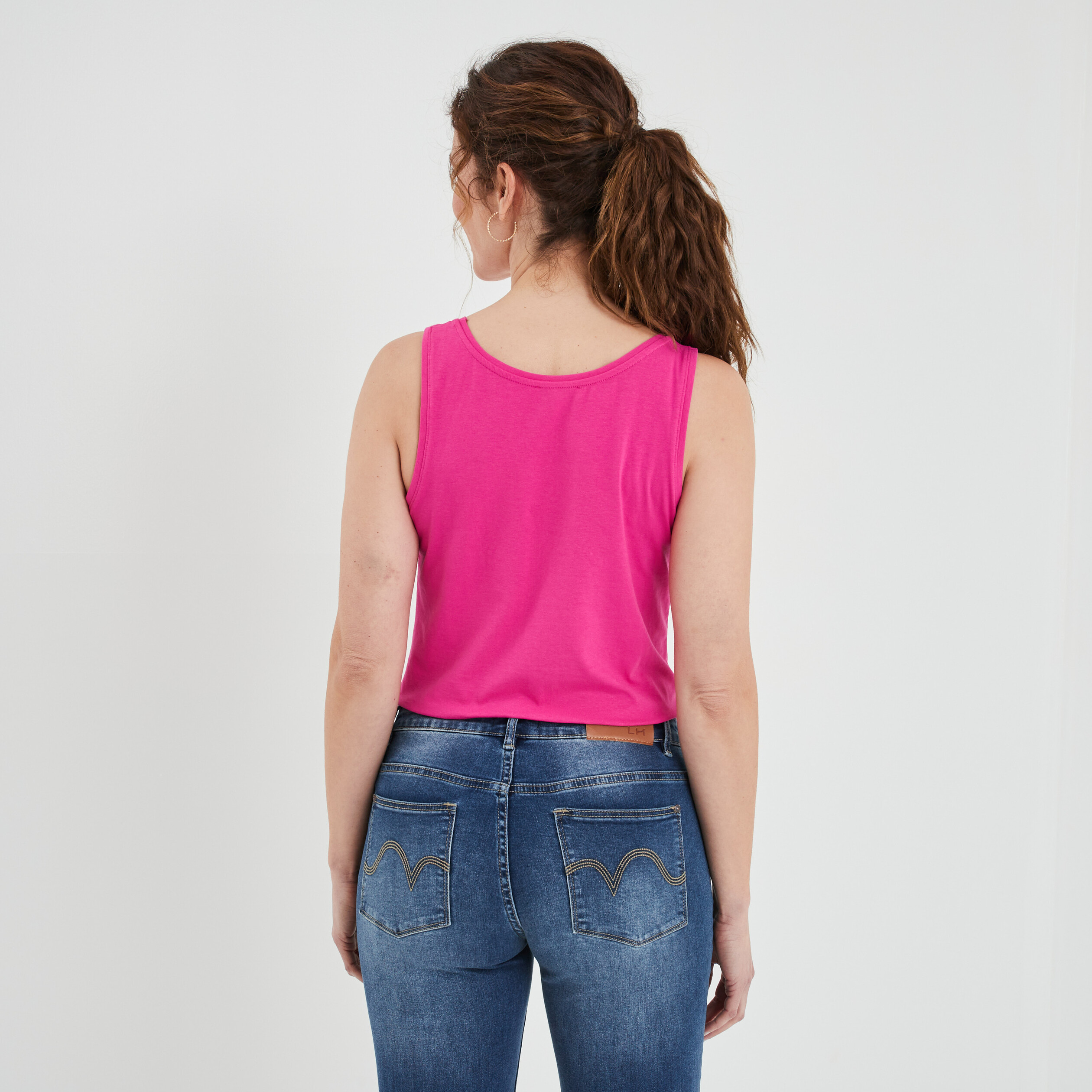 Débardeur bretelles larges uni rose fushia femme | La Halle