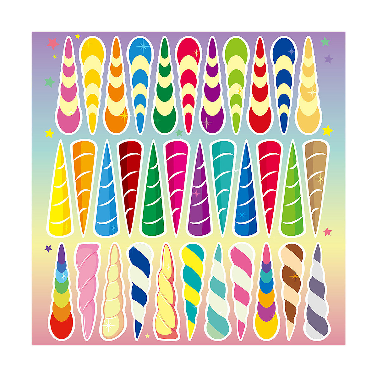 frler Partyspiel Einhorn Poster mit 34 Horn-Aufkleber Mitgebsel für Kinder