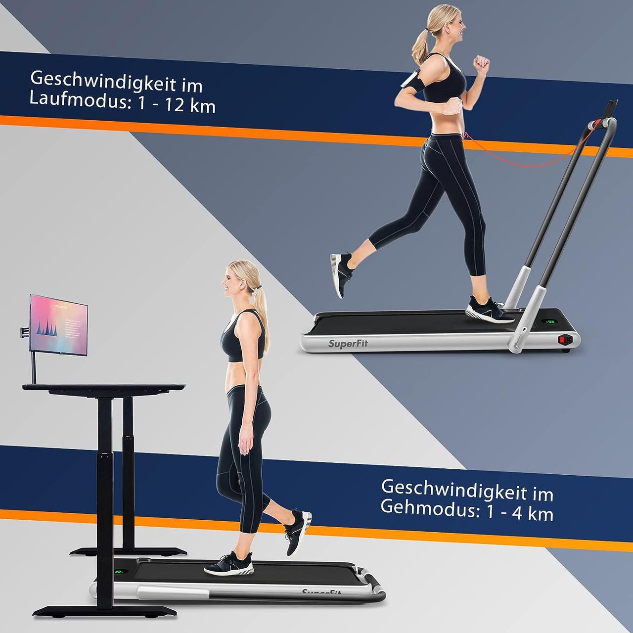 Costway 2 in 1 Laufband klappbar 2,25HP