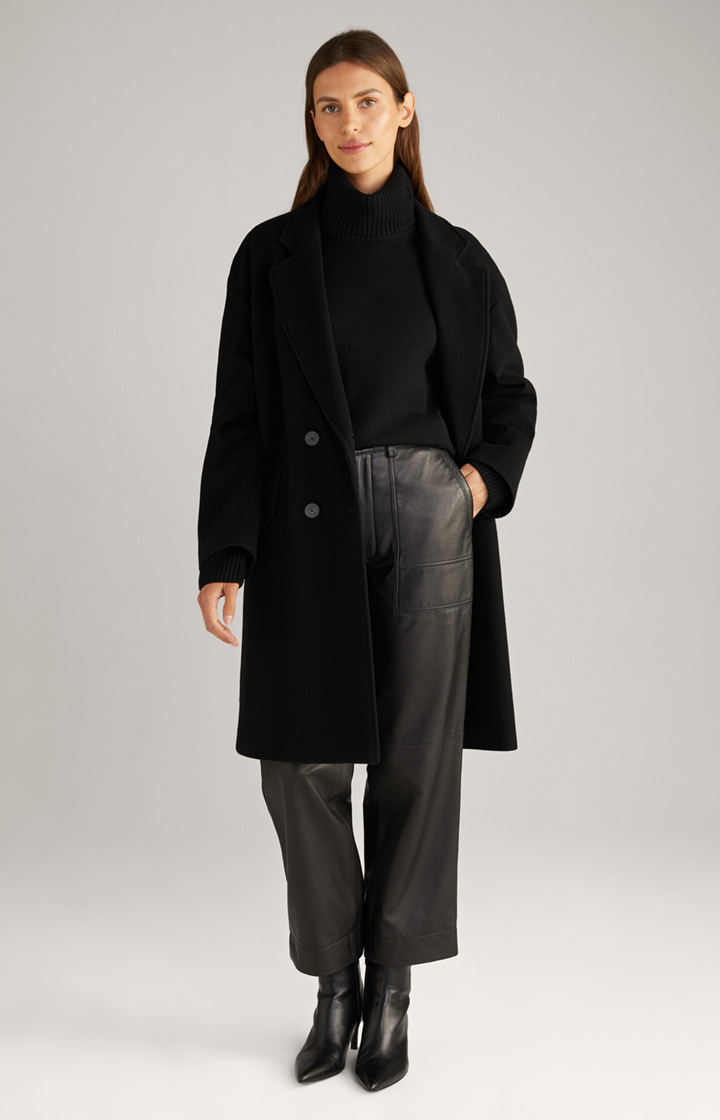 Wool-Mix-Mantel in Schwarz