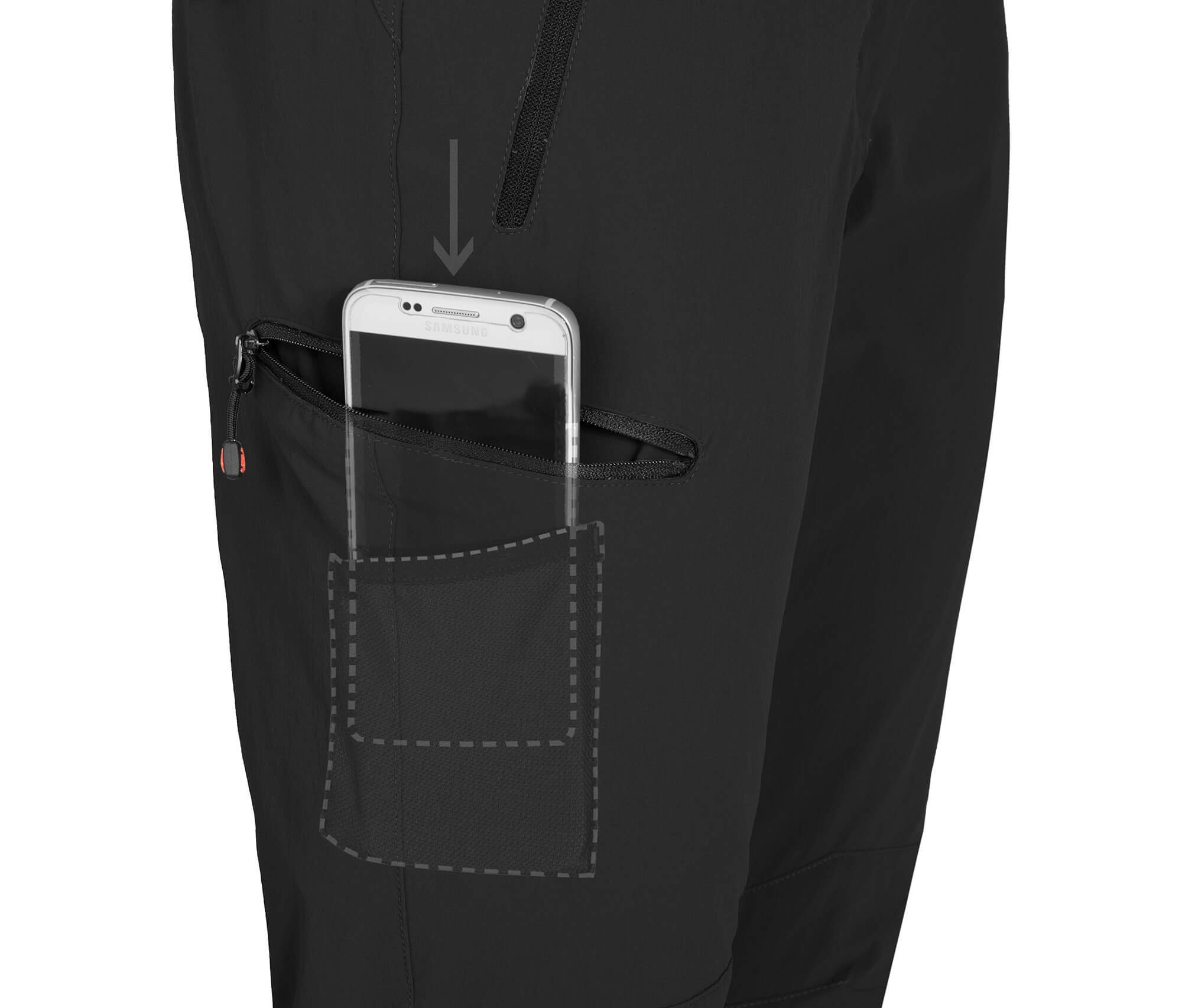 Bergson Outdoorhose RAISIO COMFORT Herren Winter Wanderhose, warm gefüttert, elastisch, Langgrößen, schwarz