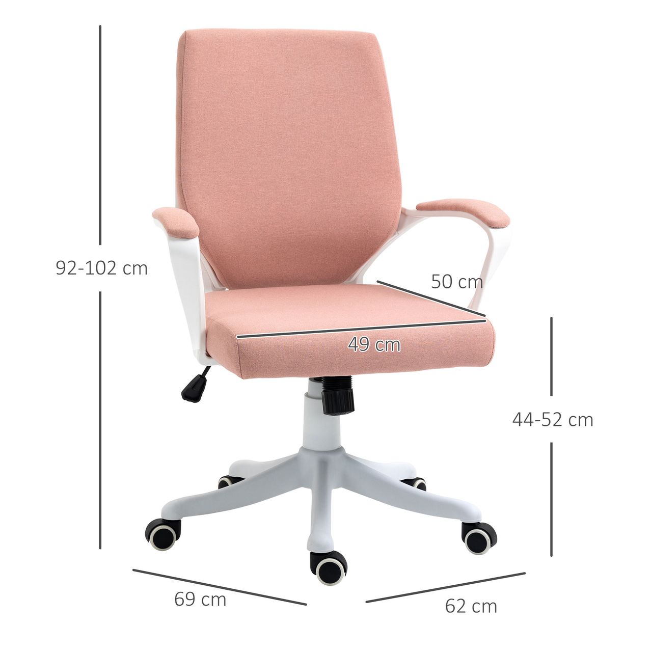Vinsetto Bürostuhl Schreibtischstuhl Home-Office-Stuhl Rosa Weiß 62x69x92-102 cm