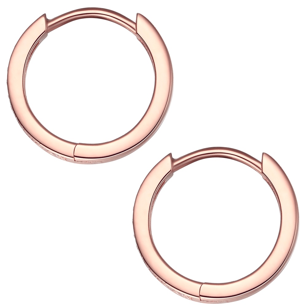 Rafaela Donata Créoles en argent Argent sterling Oxyde de zirconium (CZ) en Or rose Boucles d'oreilles