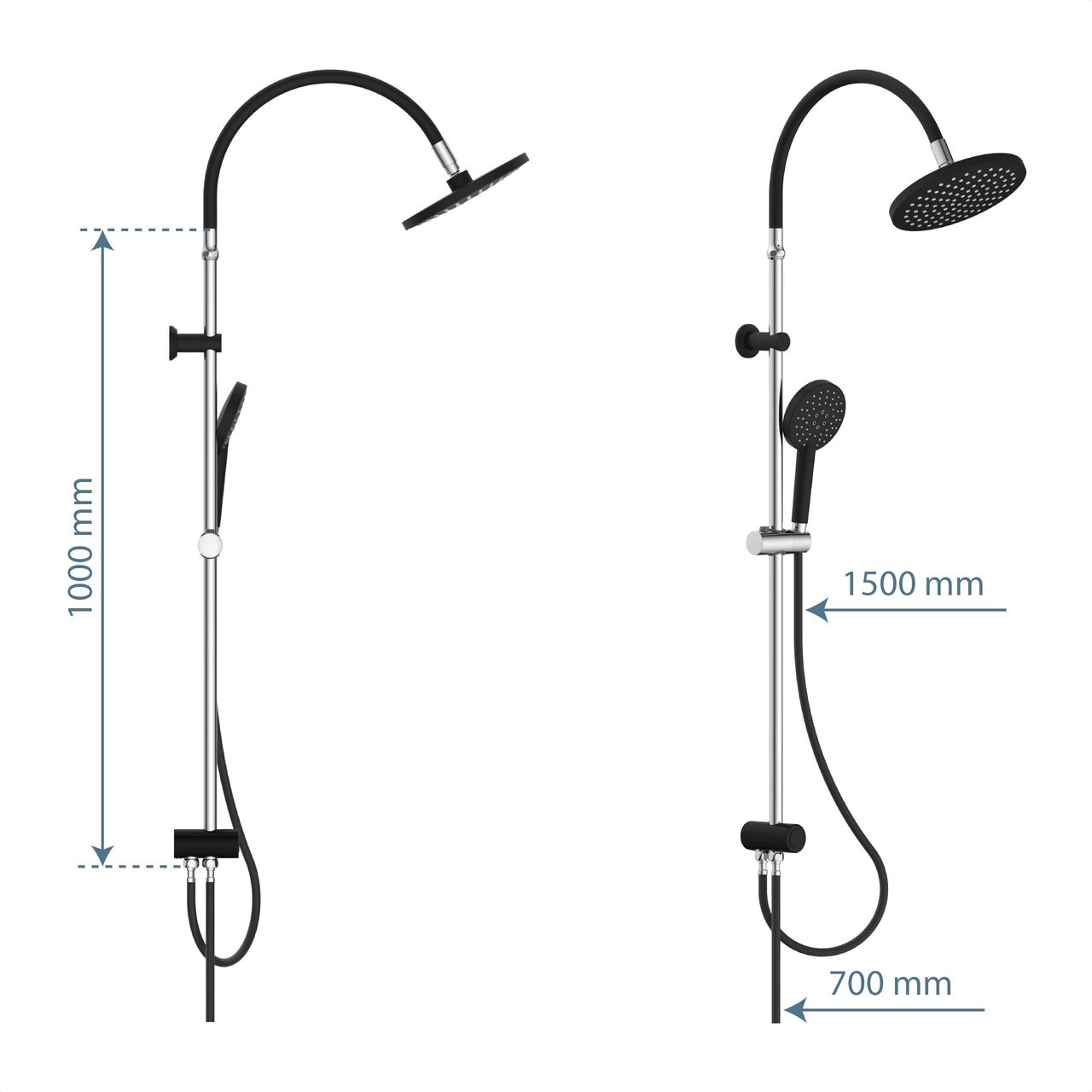 Schütte Duschset MATAO RAIN Chrom/Schwarz matt