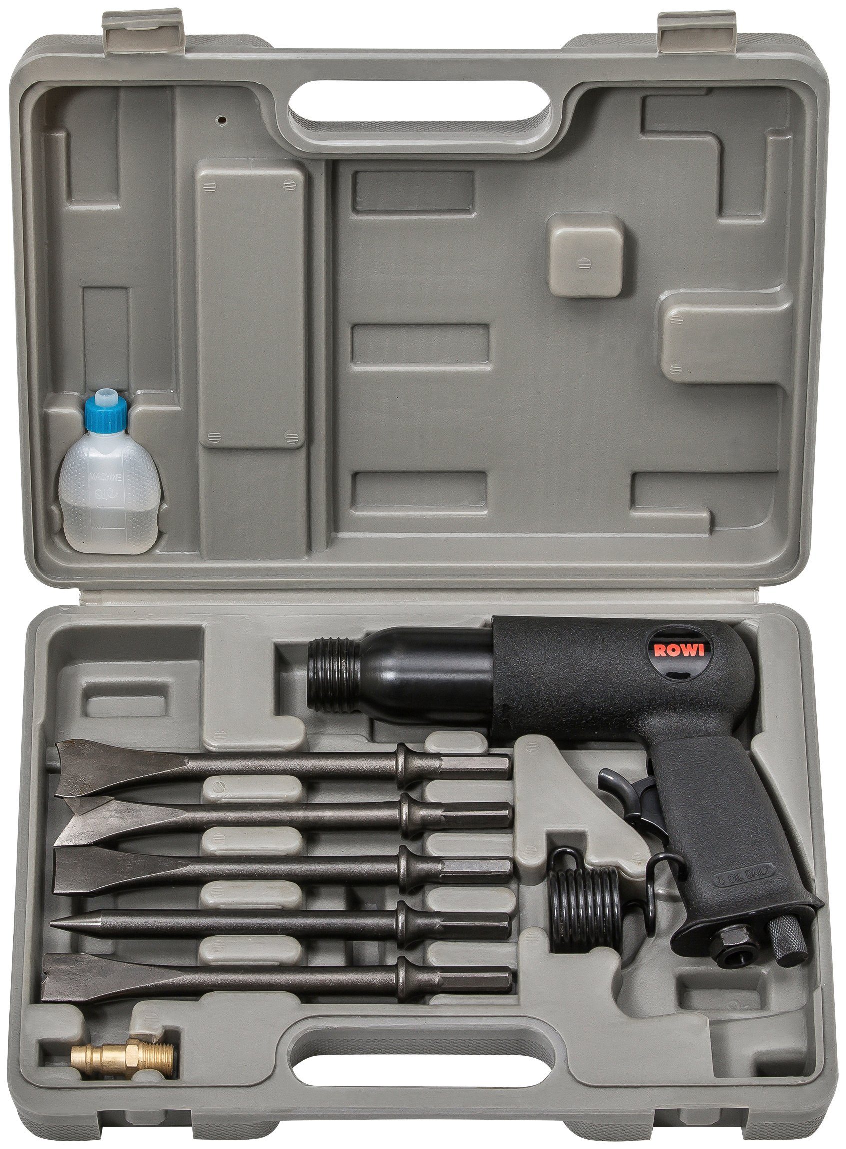 ROWI Druckluft-Meißelhammer DMH 9/1 Set, (Set) inkl. 8-tlg. Zubehör