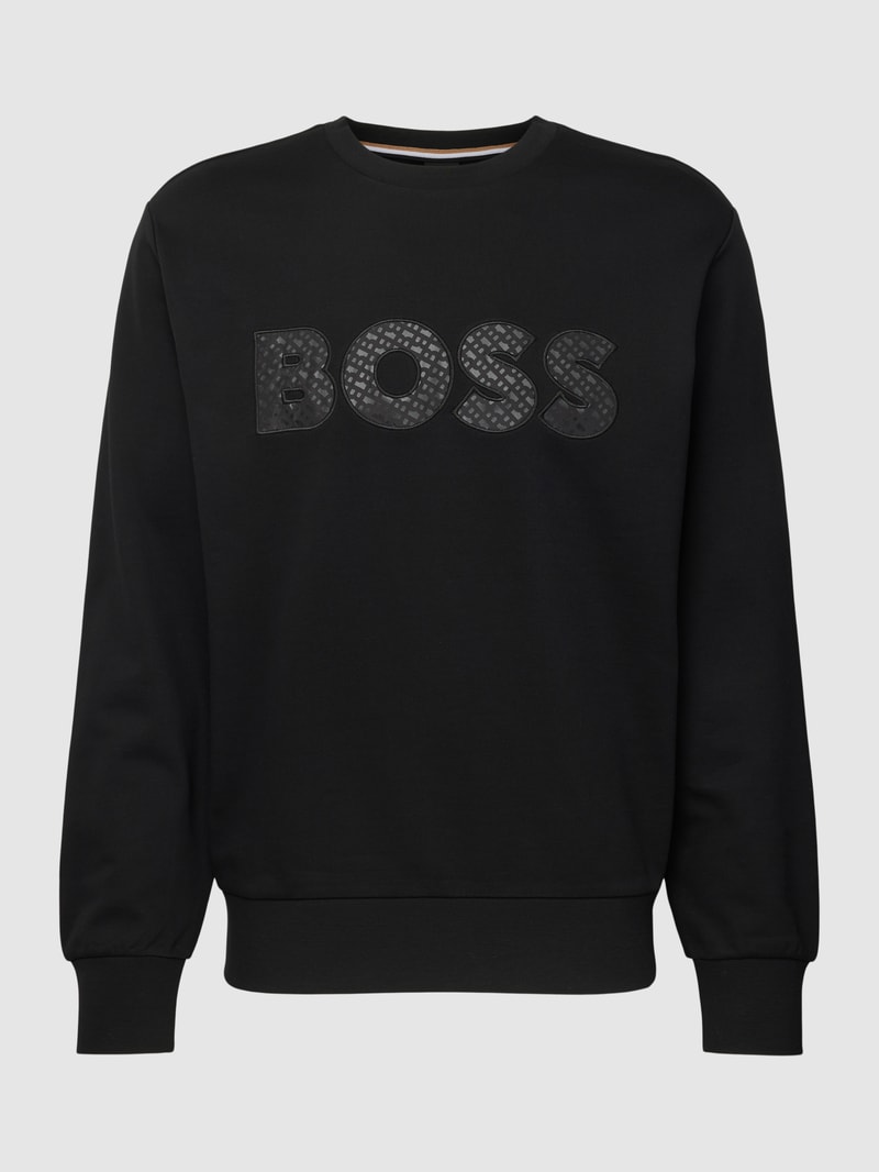 Sweatshirt mit Label-Stitching Modell 'Soleri' in schwarz