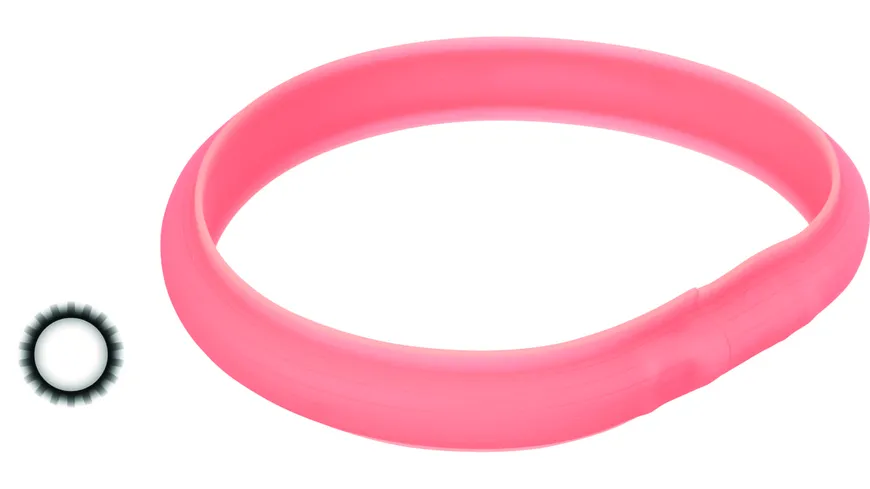 Trixie Flash Leuchtband USB, Silikon, L-XL: 70 cm/30 mm, koralle