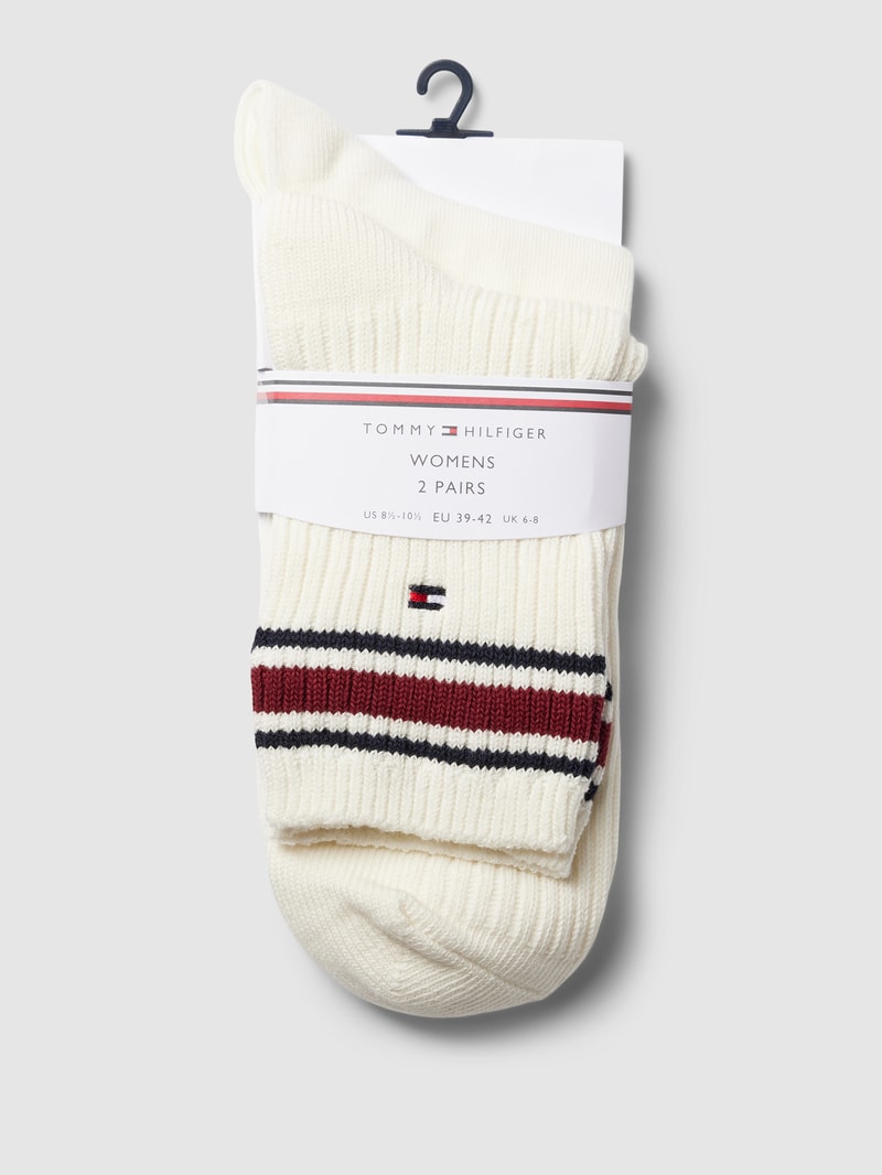 Socken mit Label-Details im 2er-Pack in offwhite