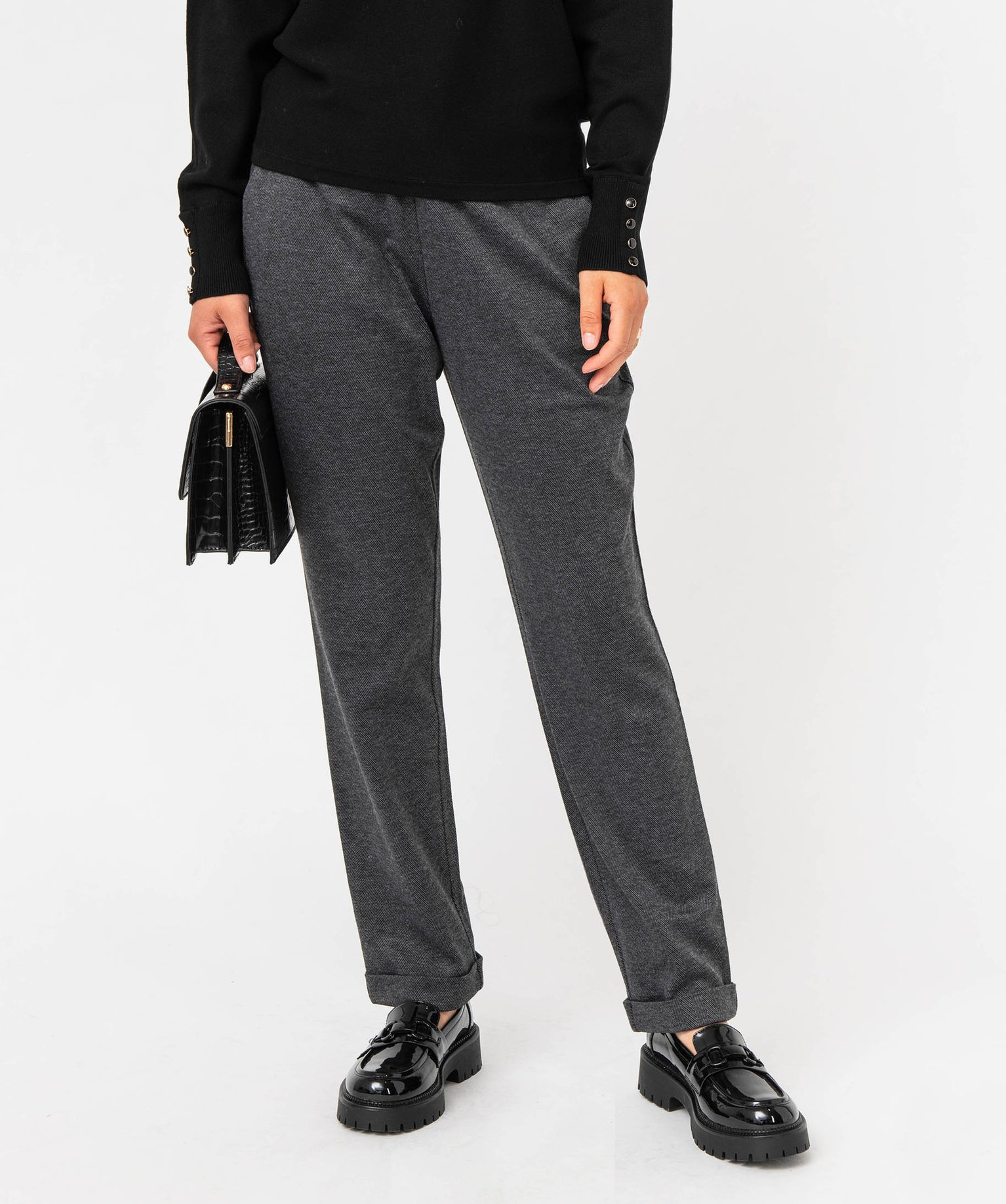 Pantalon en maille extensible à micro motifs femme imprime | GEMO