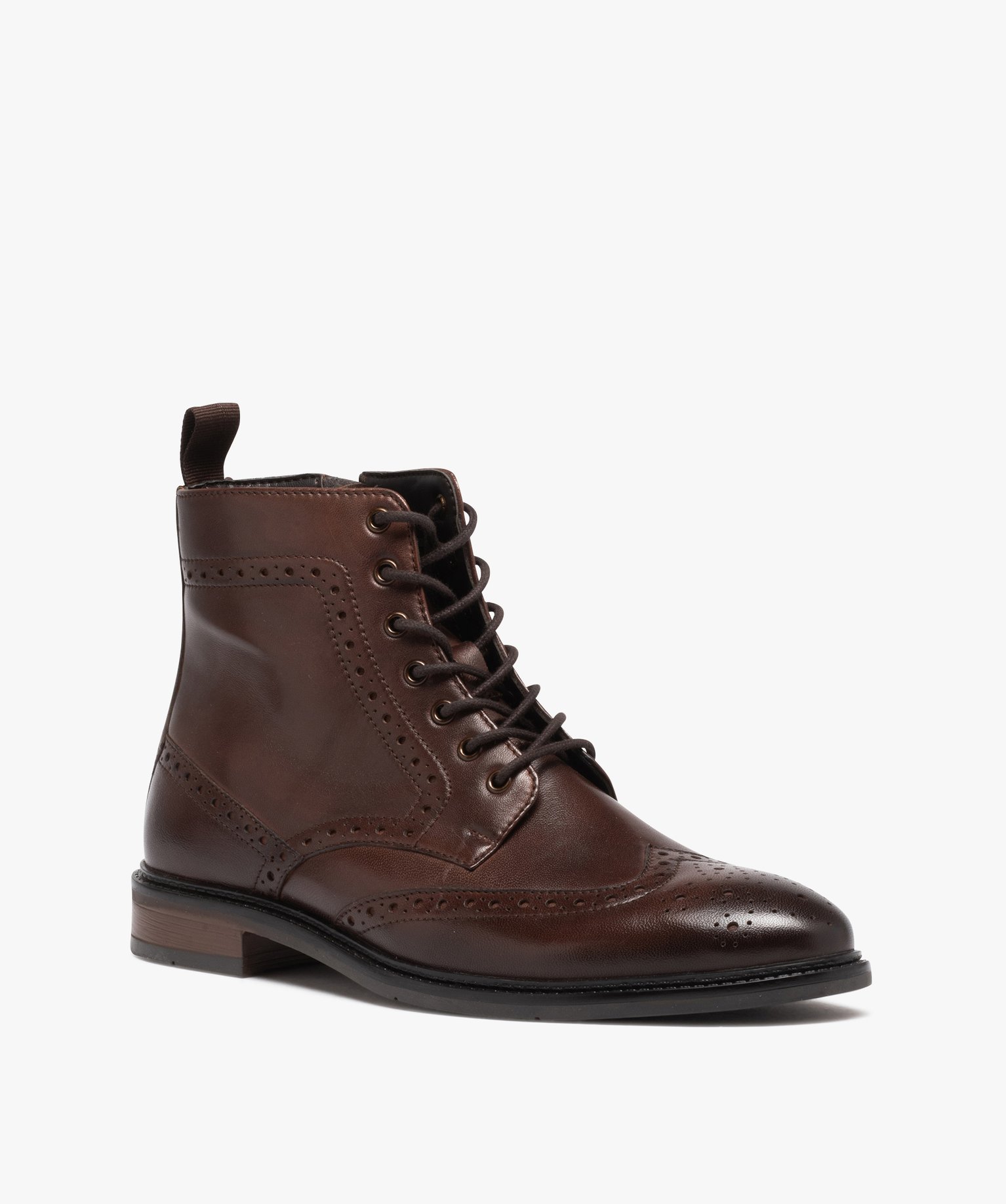 Boots homme dessus en cuir uni à bout fleuri - Taneo marron | GEMO