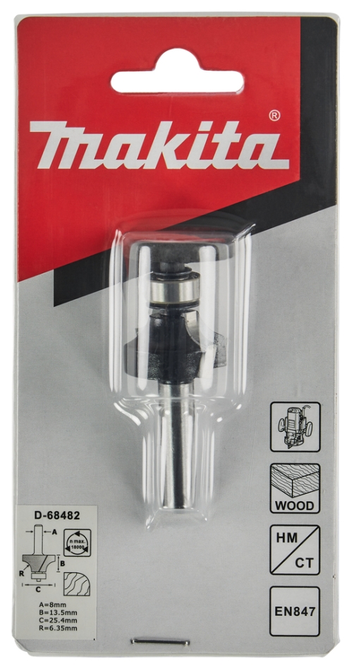 Accesorios Makita D-68482 Fresa de redondeo 25,4 x 13,5 mm S8