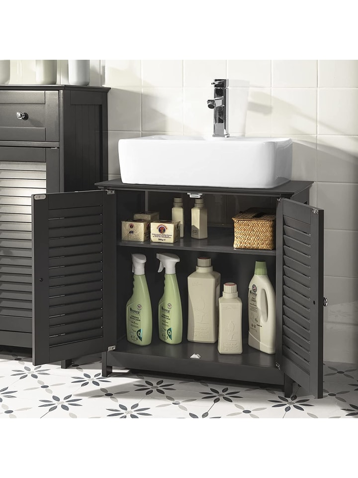 SoBuy Waschbeckenunterschrank in Dunkelgrau - (B)60 x (H)58 x (T)35cm günstig kaufen onesize