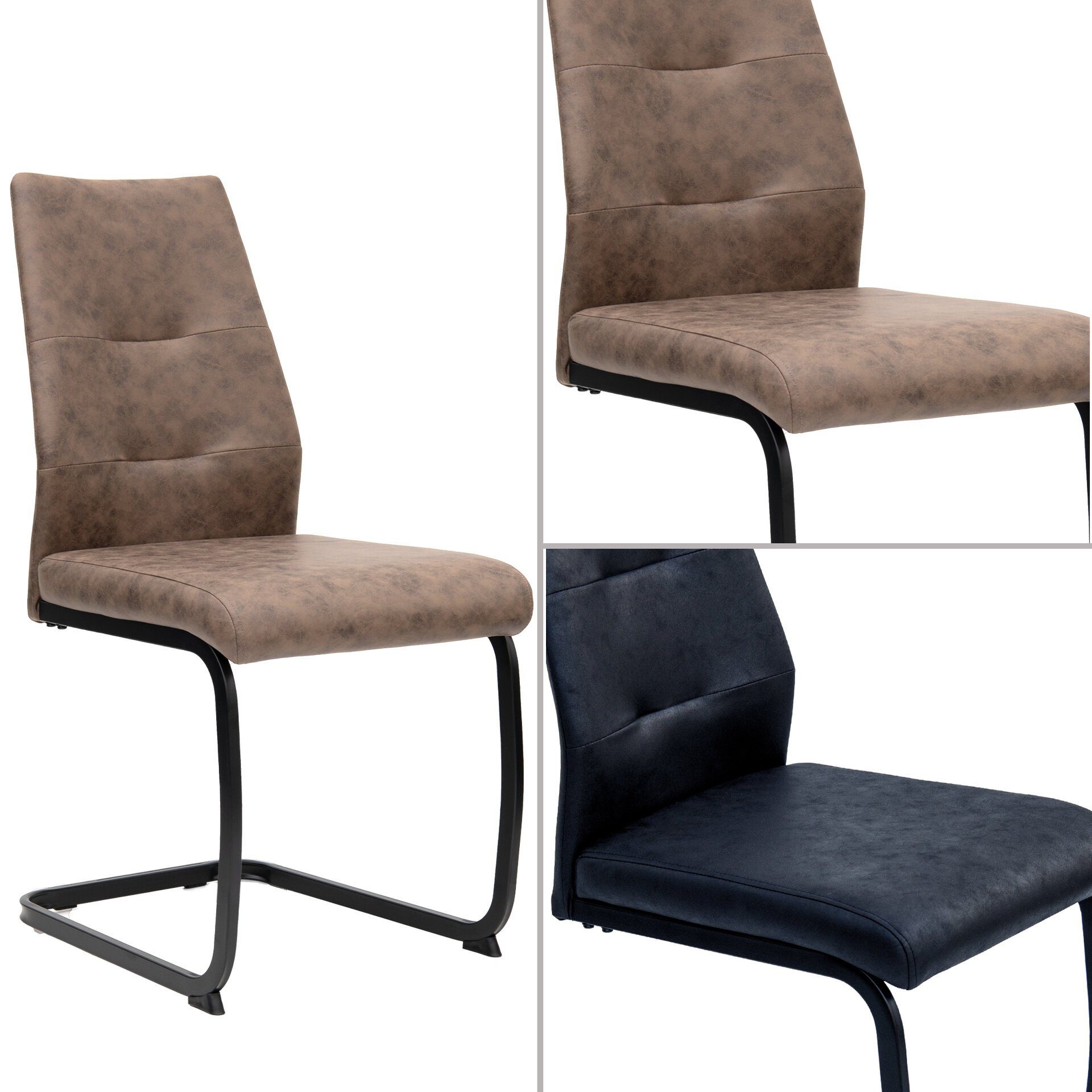 TRISENS Freischwinger Alessio (einzeln oder im 2er, 3er, 4er Set, 1 St), Schwingstuhl mit robustem Metallgestell in Lederoptik