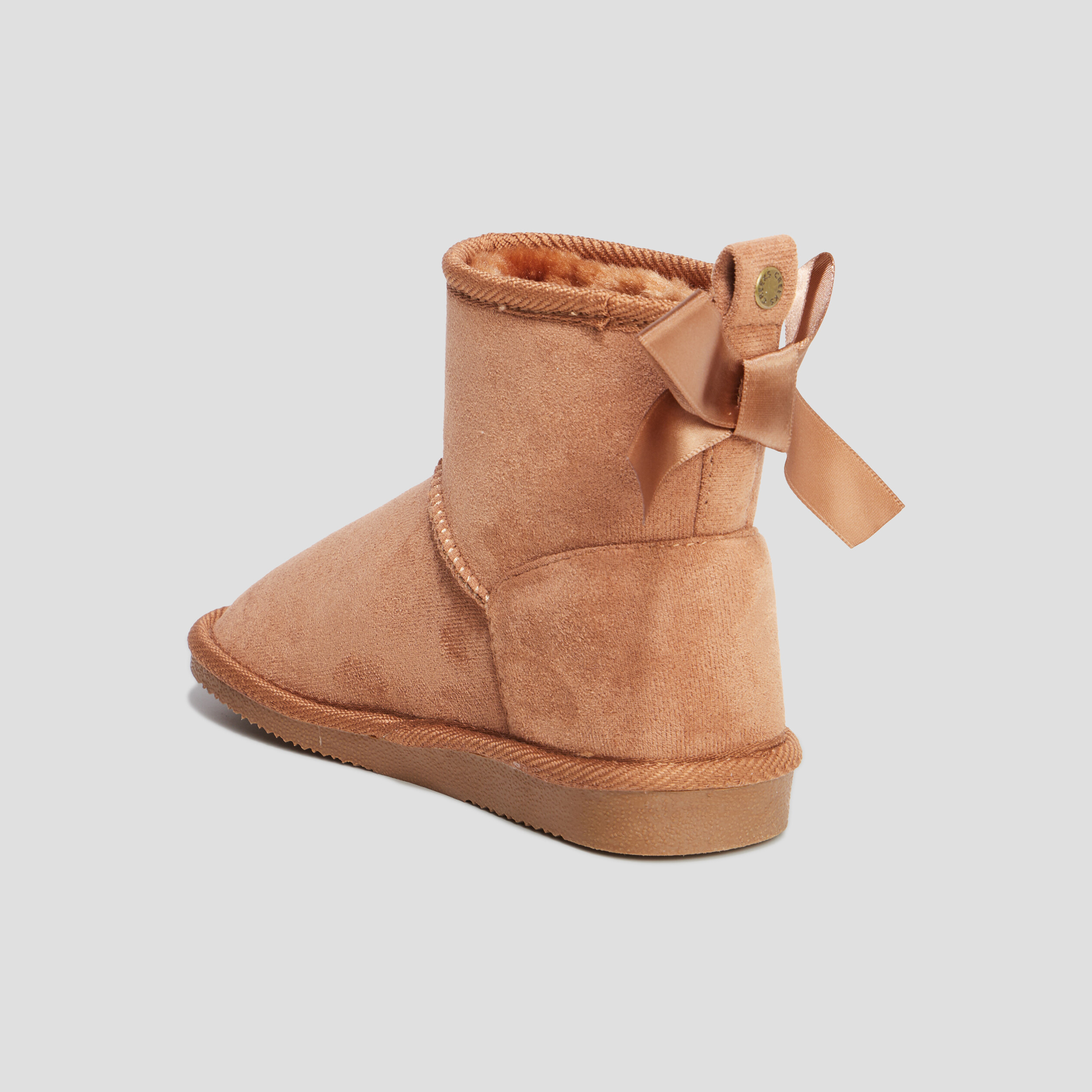 Bottines fourrées avec noeud camel fille | La Halle