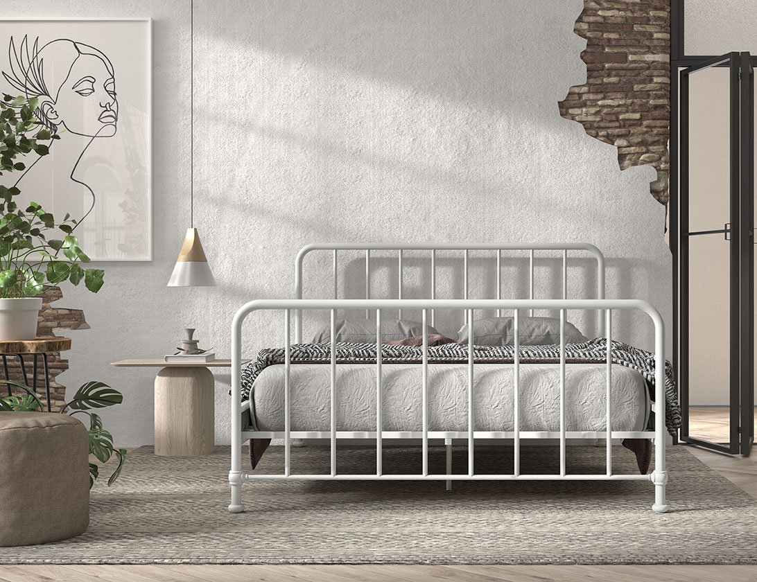 VIPACK Jugendbett BRONXX mit Liegefläche 160 xx 200 cm, Ausf. Metall Weiß matt