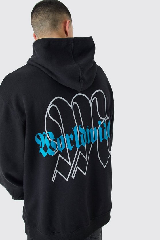 Oversize Hoodie mit Worldwide-Print