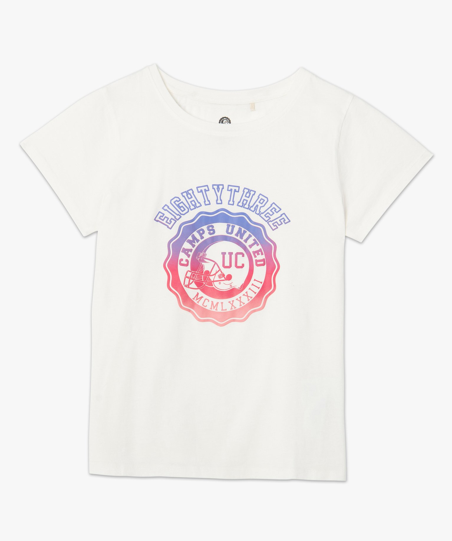 Tee-shirt femme à manches courtes avec motif – Camps United ecru | GEMO