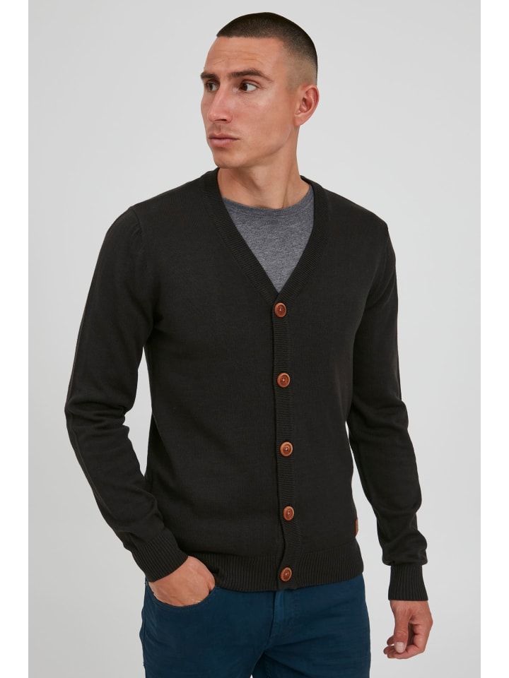 BLEND Cardigan BHLennard 703656ME Strickjacke mit Ton-in-Ton Ellenbogenpatches in Schwarz günstig kaufen