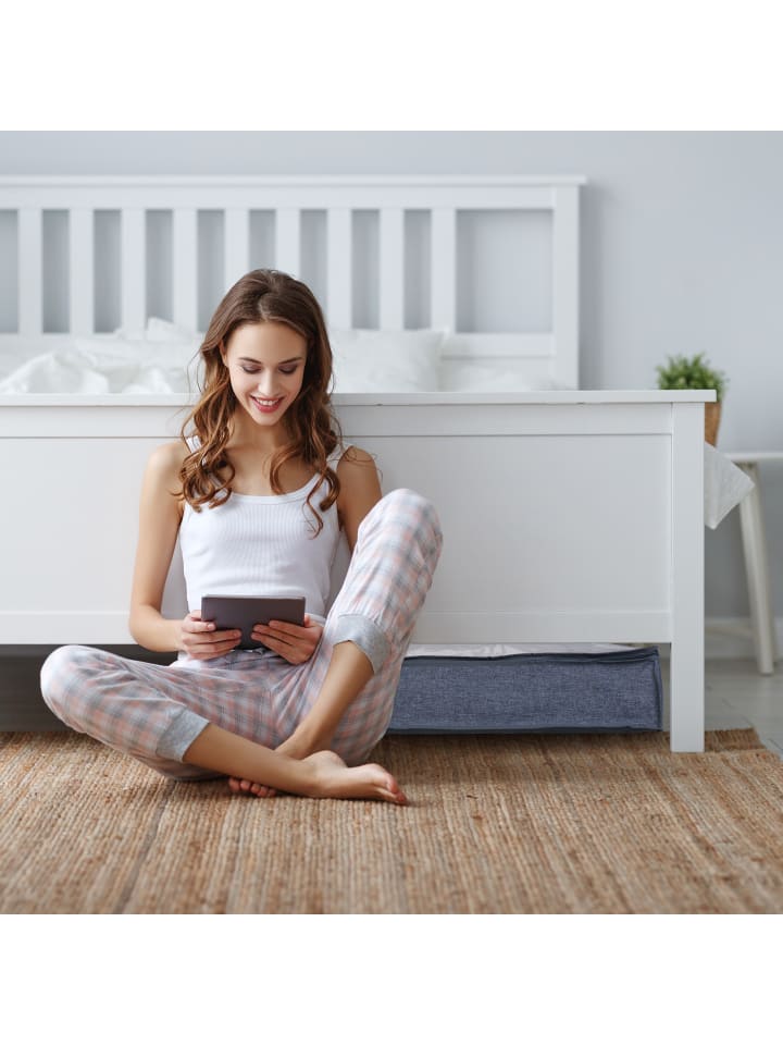 relaxdays 3 x Unterbettkommode in Grau/ Transparent - (B)100 x (H)14 x (T)45 cm günstig kaufen onesize