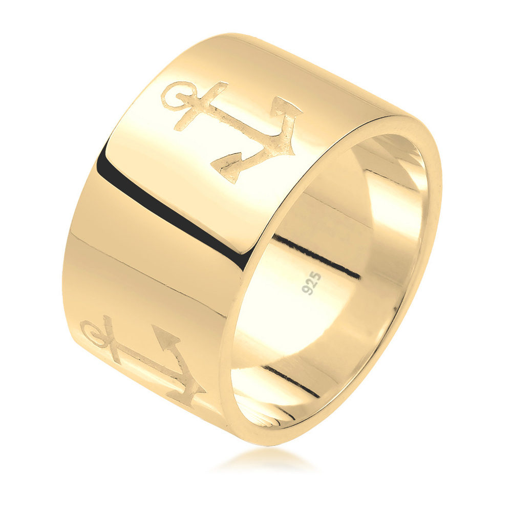 Elli Elli Bague Femmes Bande Ancre Motif Maritime en Argent Sterling 925 Bague