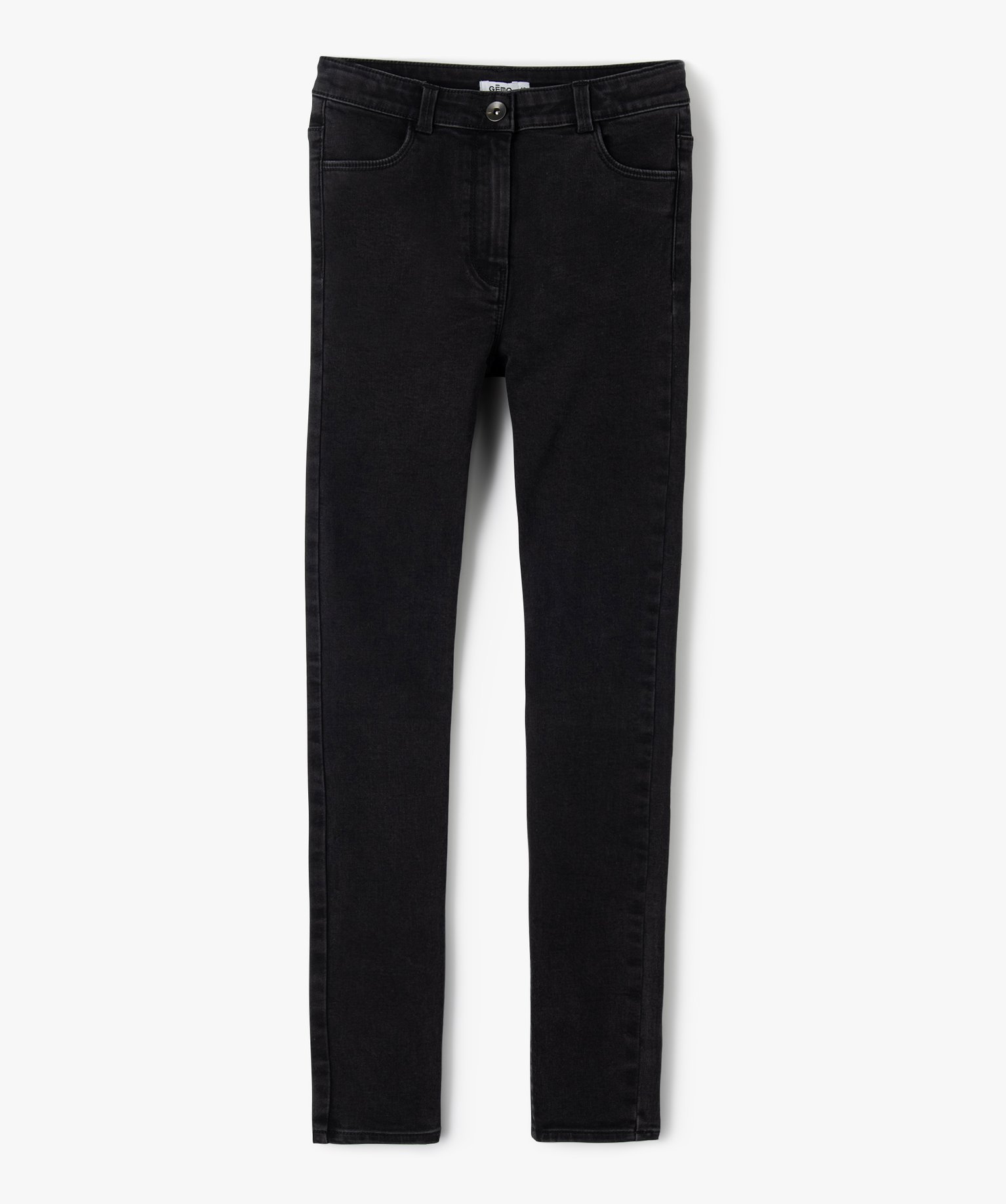 Jean fille coupe ultra skinny taille haute noir | GEMO