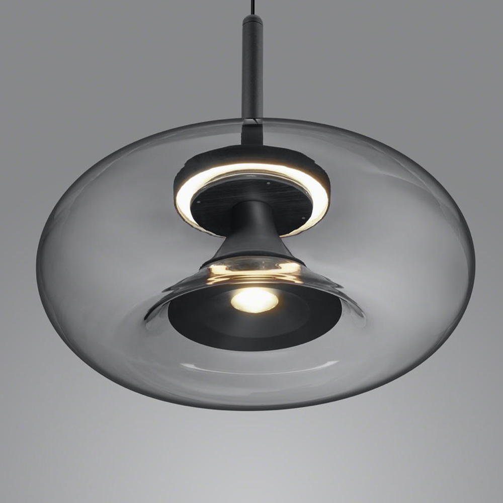 Helestra LED Pendelleuchte LED Pendelleuchte Sica in Schwarz-transparent und Schwarz-matt 17W, keine Angabe, Leuchtmittel enthalten: Ja, fest verbaut, LED, warmweiss, Hängeleuchte, Pendellampe, Pendelleuchte