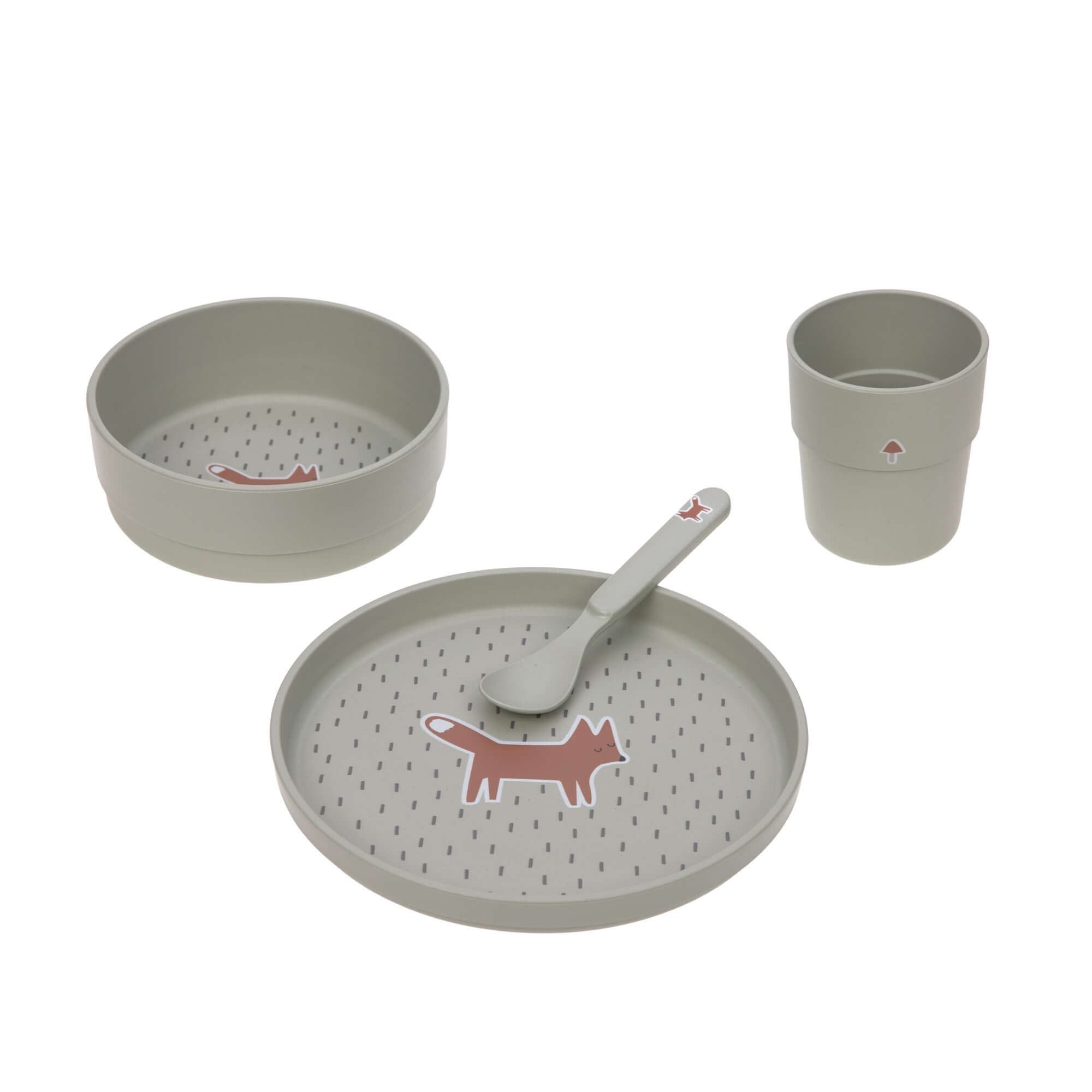 Kindergeschirr Set (Teller - Schüssel - Becher - Löffel), Little Forest Fuchs