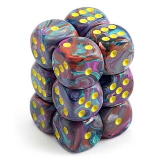 Festive Mosaic yellow W6 16 mm Dice Block (12)