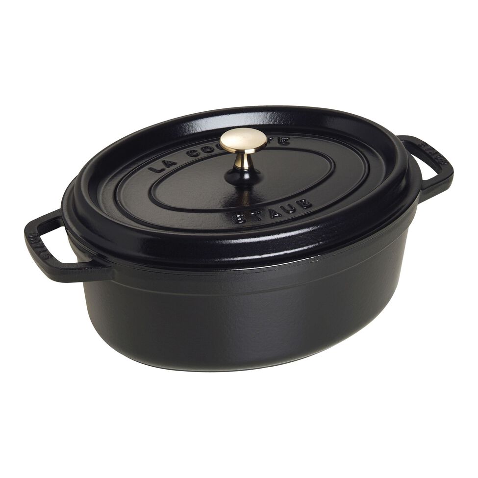 Cocotte 29 cm, oval, Schwarz, Gusseisen