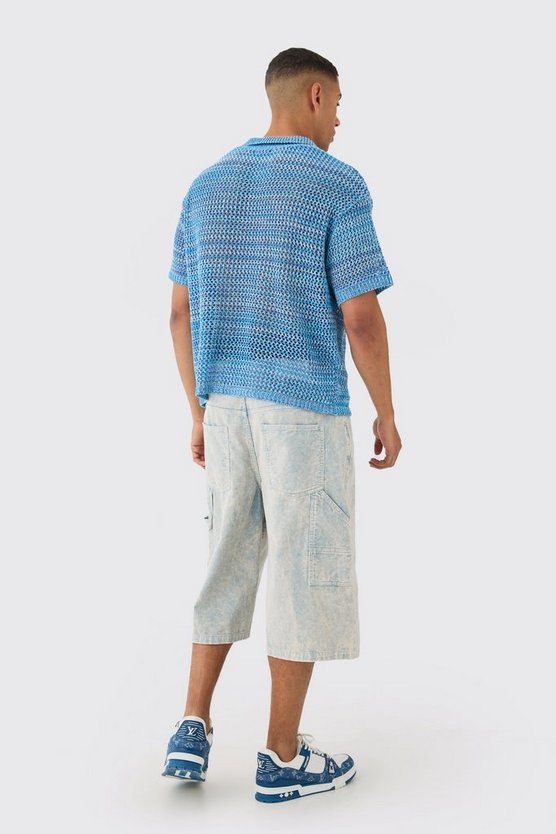 Kastiges Oversize Poloshirt mit Farbverlauf