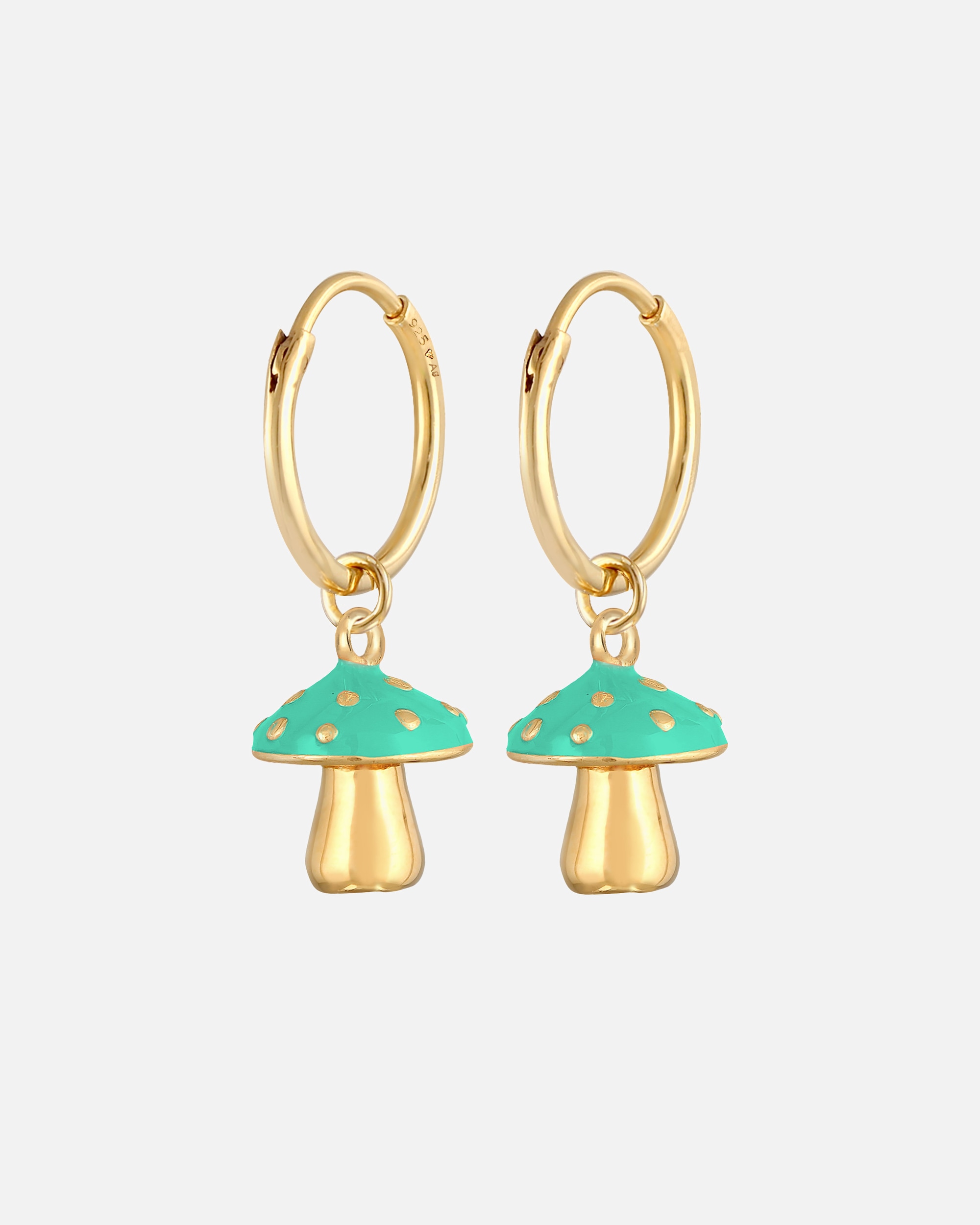 Orecchini creoli da donna Elli a forma di fungo arancione con smalto in argento sterling 925 placcato oro