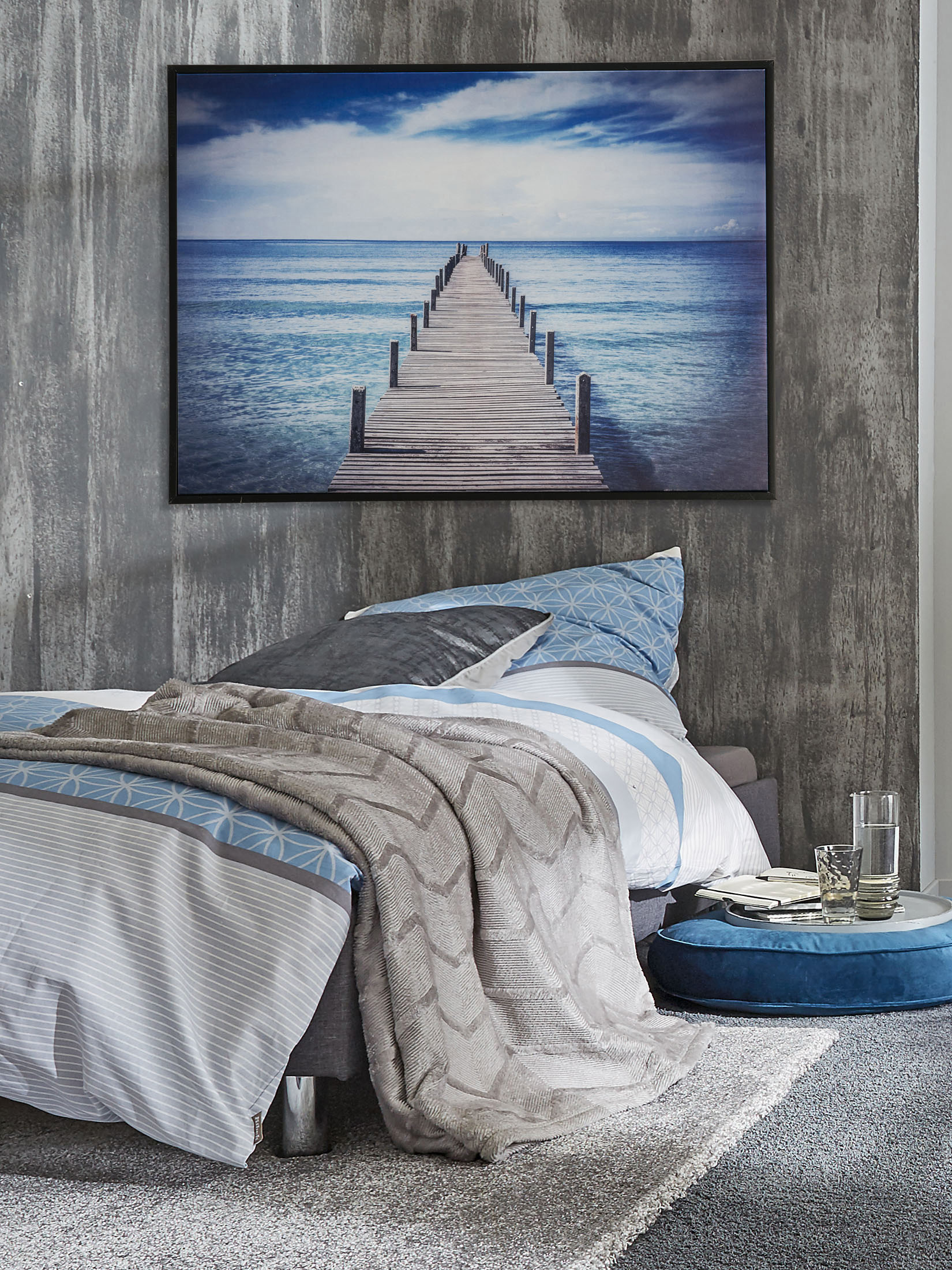 Weg ins Meer Leinwand Druck, Blau