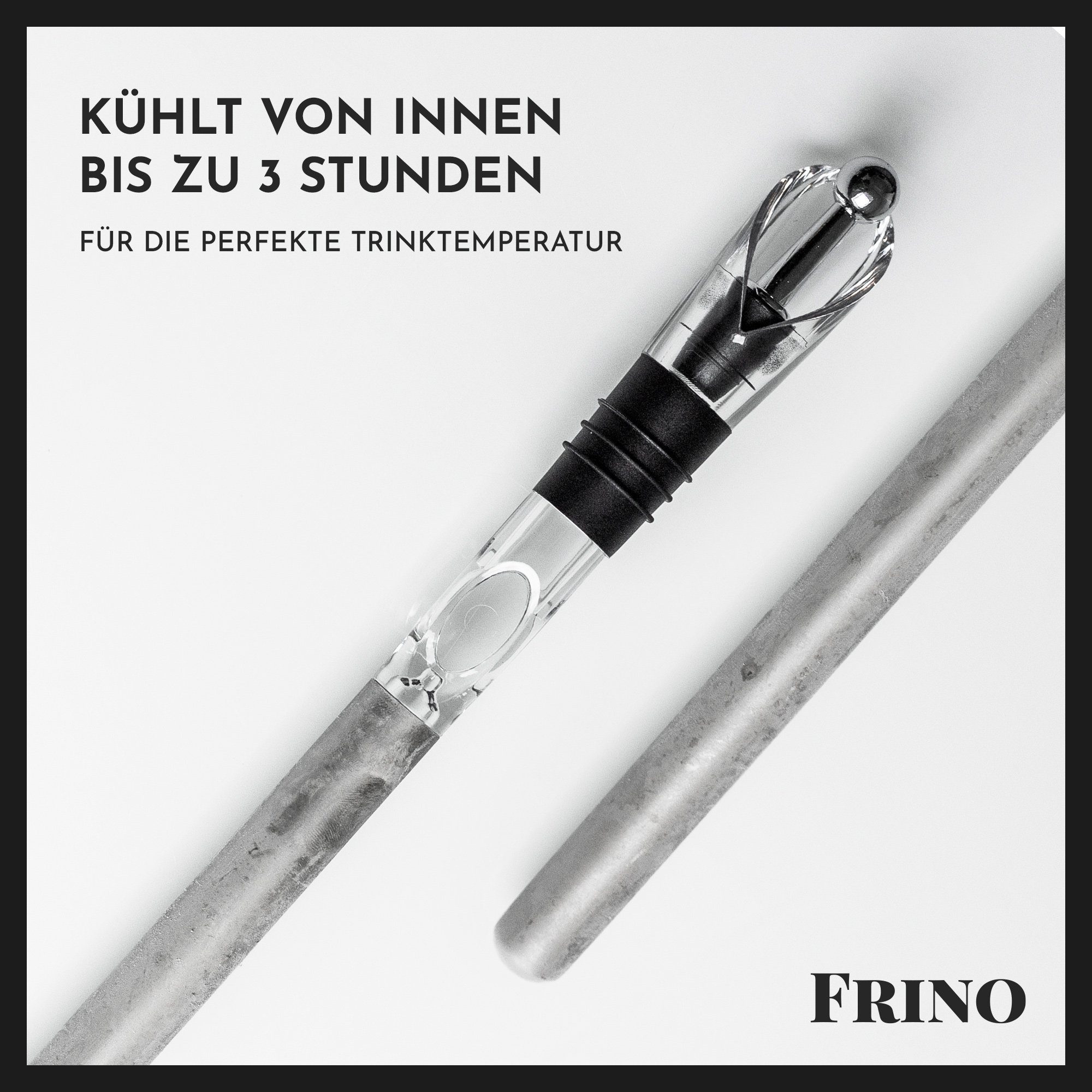 FRINO Wein- und Sektkühler FRINO™ Weinkühlstab Set [2 GRÖSSEN] Premium Weinkühler mit Ausgießer, Geschenkidee