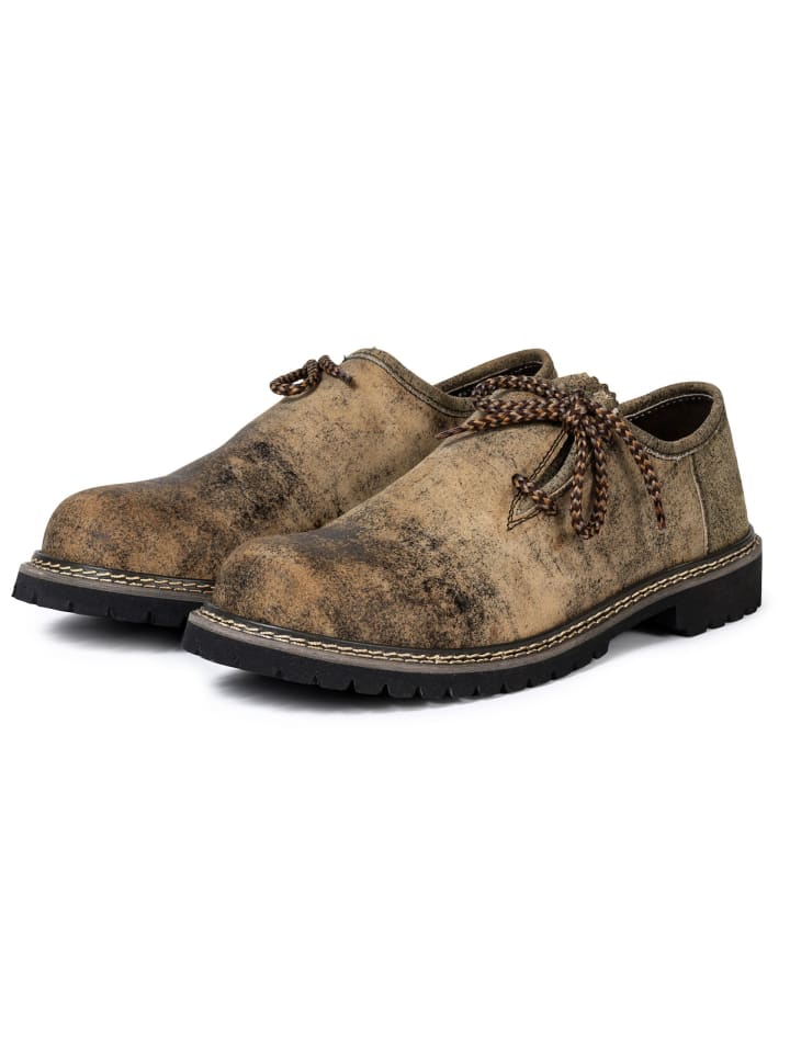 PAULGOS Haferlschuh Trachten Schnürschuh Echtleder ANTIK in Krokodilgrün günstig kaufen 39