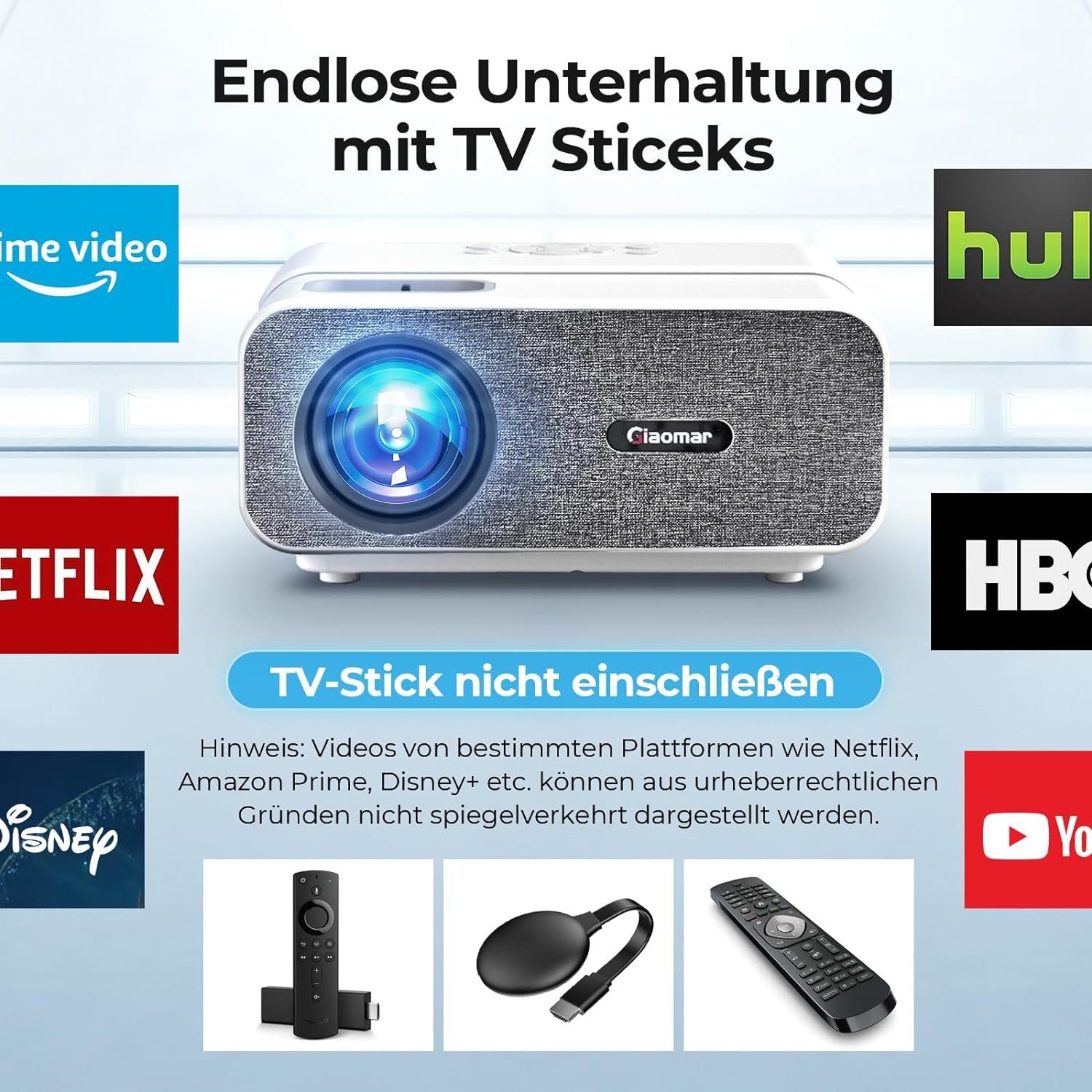 Vigpil Full HD 4K Heimkino Unterstützt, 5G WiFi Bluetooth Mini Portabler Projektor (15000 lm, 10000:1, 3840 x 2160 px, mit P2P-Direktverbindung Video Outdoor Kompatibel mit Smartphone/PS5)