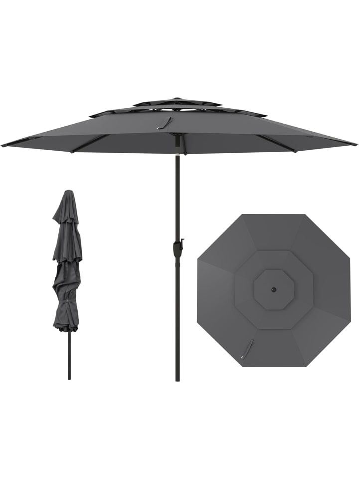 COSTWAY 300cm Sonnenschirm windfest stabil in Grau günstig kaufen onesize
