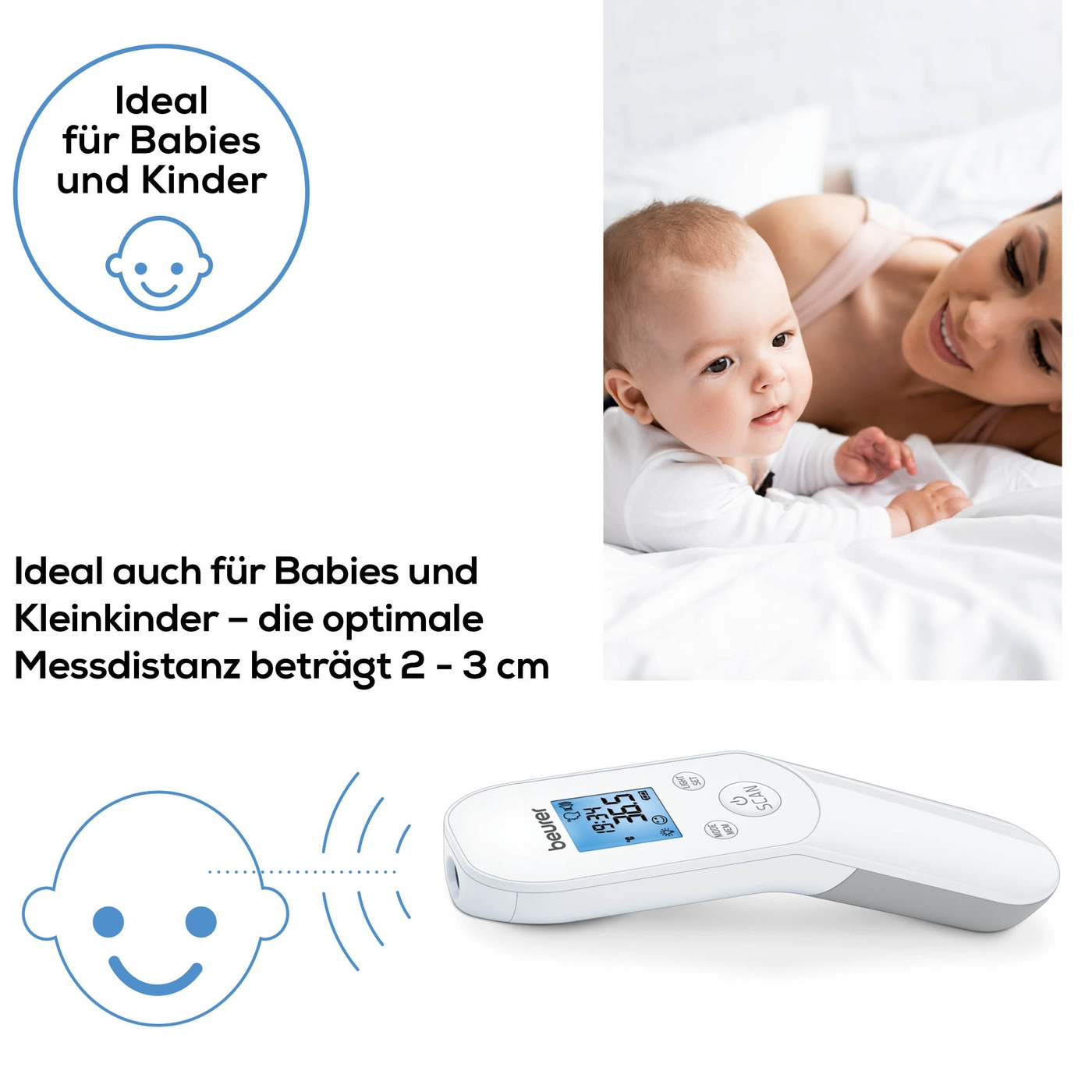 Beurer kontaktloses Thermometer FT 85-Kontaktloses Fieberthermometer für mehr Hygiene dank Infrarot-Messtechnik
