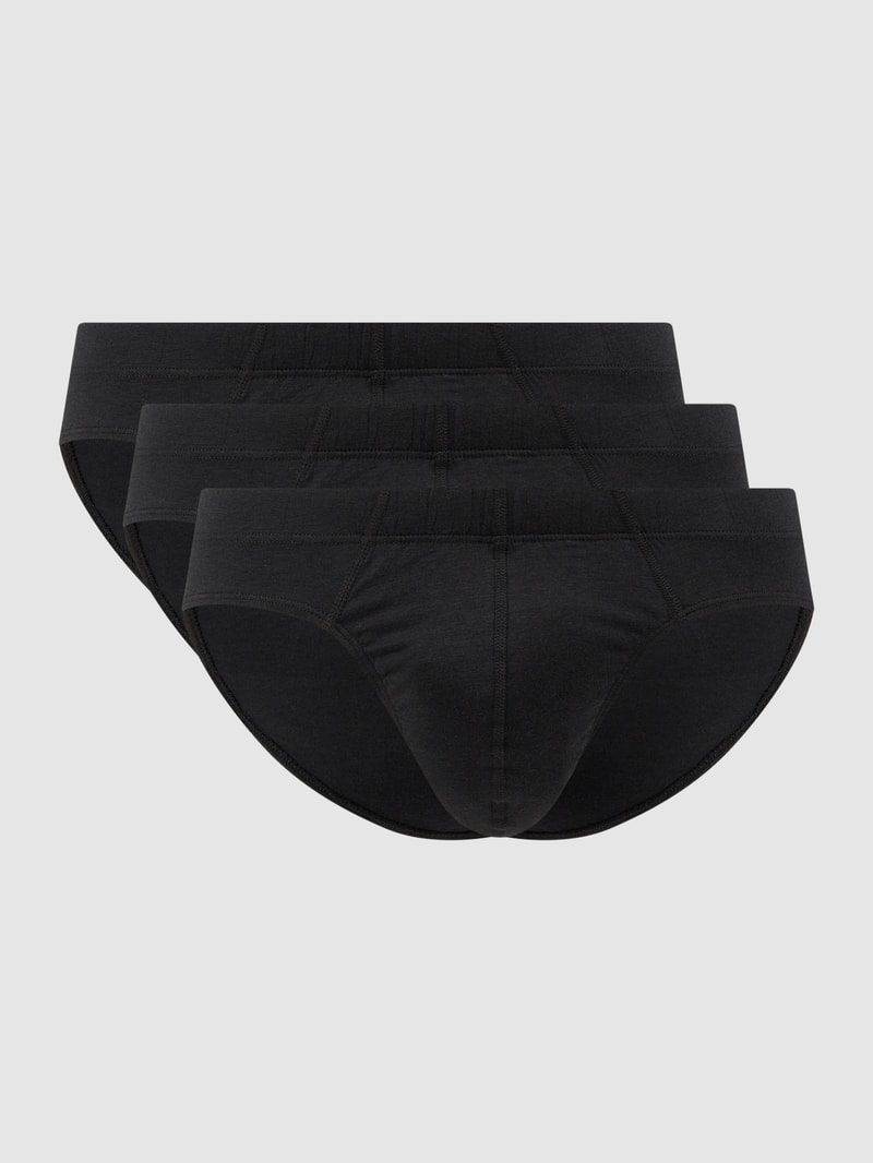 Slip mit Stretch-Anteil im 3er-Pack in schwarz