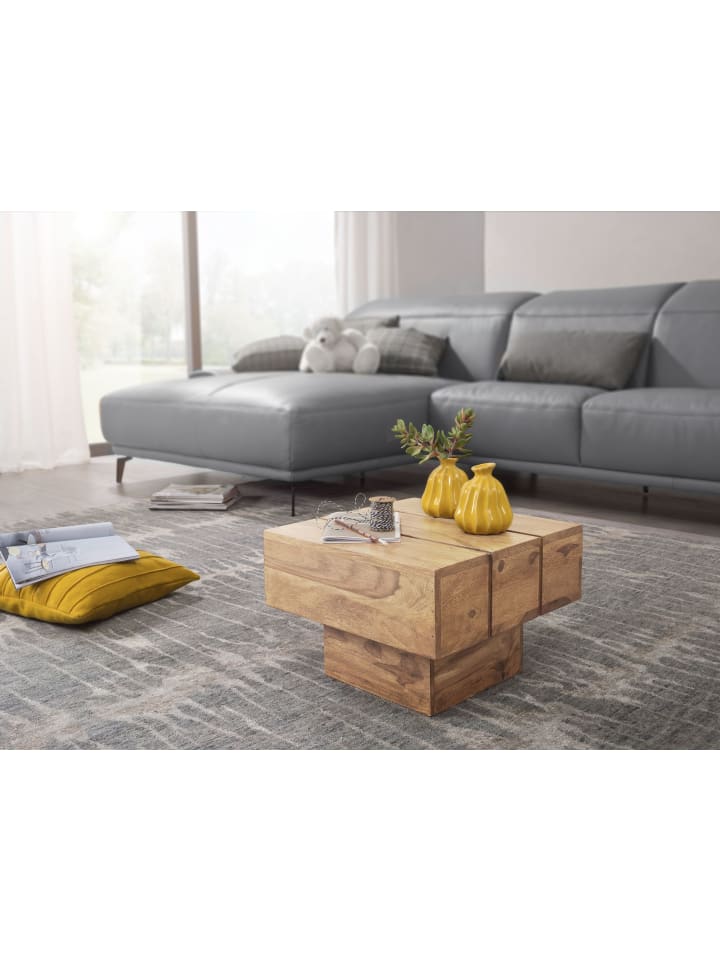 KADIMA DESIGN Beistelltisch Massivholz Wohnzimmertisch 44 x 44 x 30 cm in Akazie günstig kaufen onesize