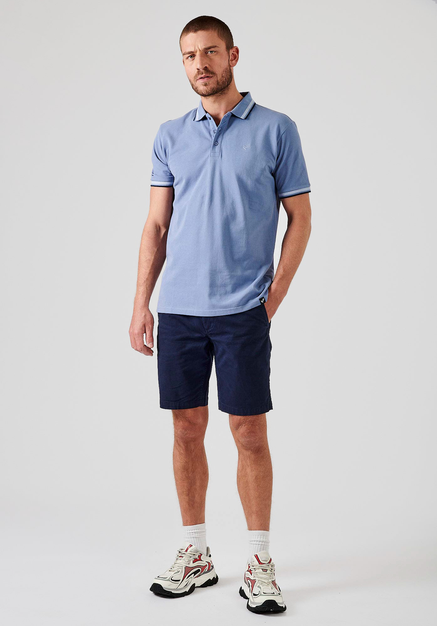 RAYOC  Polo bleu homme 100% coton bio