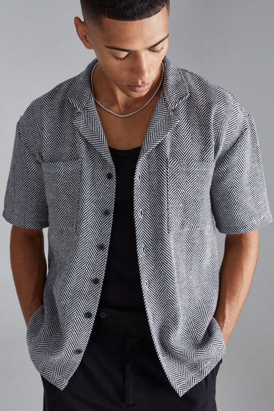 Kurzärmliges Jacquard-Hemd