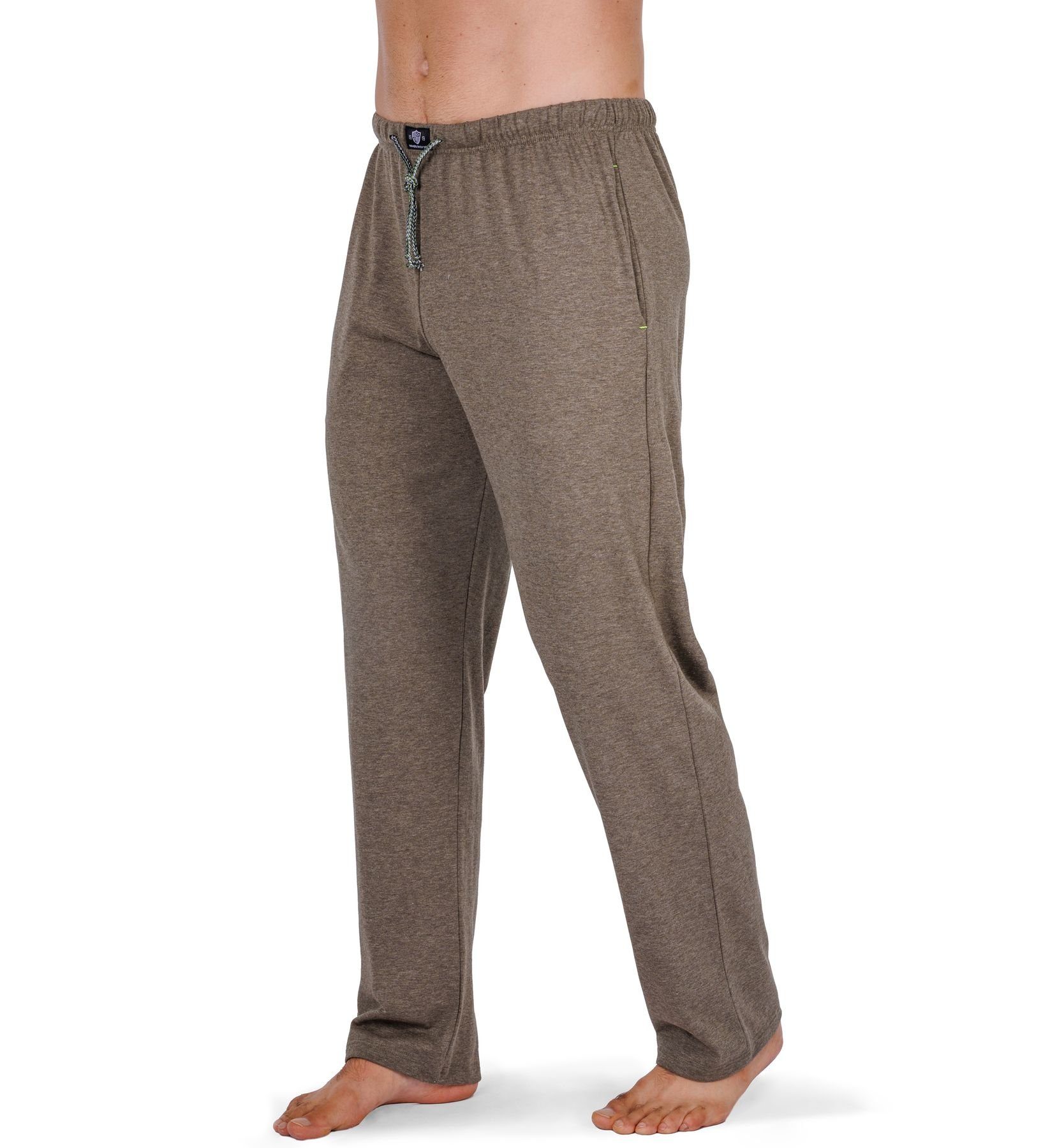 HAASIS Bodywear 1919 Pyjamahose Herren Jerseyhose 77119873-olivmeliert (Packung, 1-tlg., 1er Pack) Optimale Passform, pflegeleicht, hautsympatisch, strapazierfähig