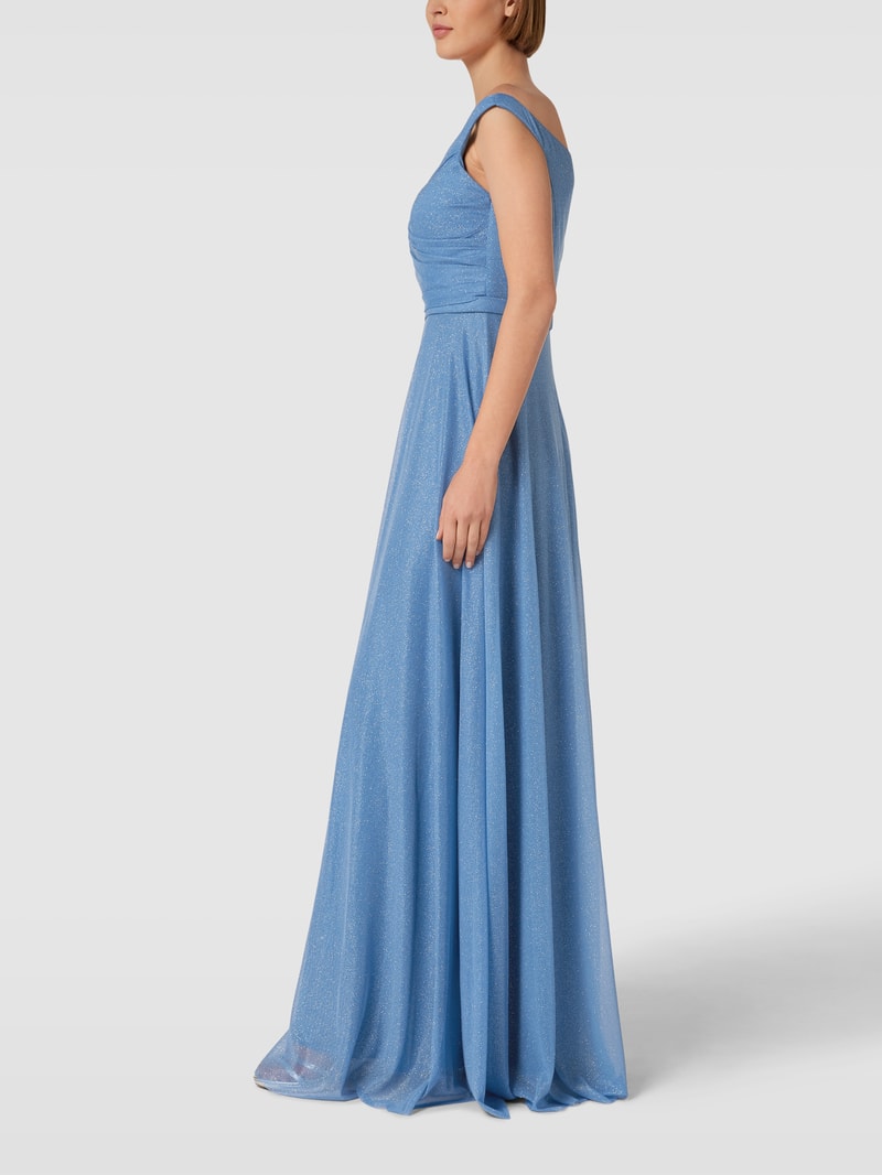 Abendkleid mit V-Ausschnitt in rauchblau